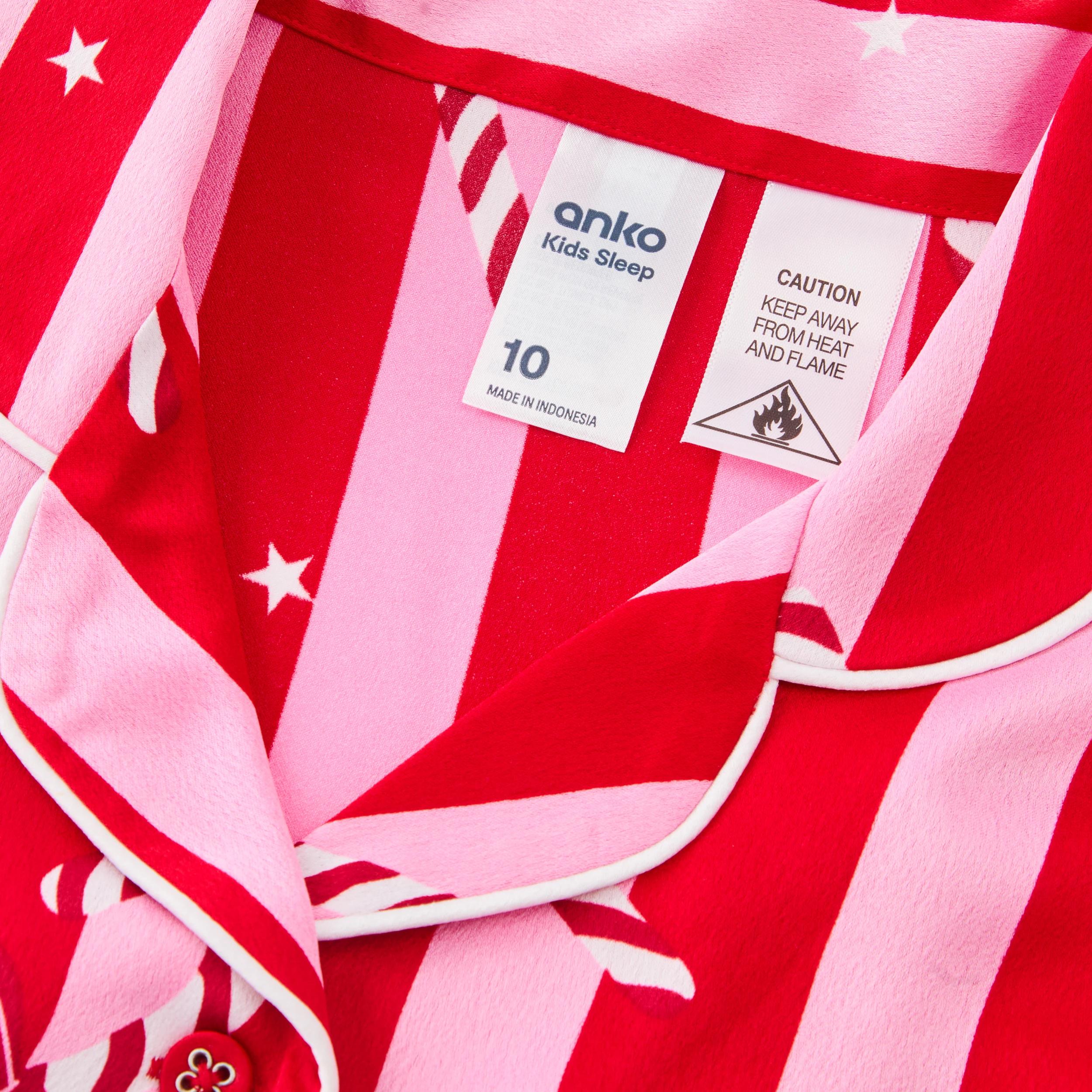 8 Christmas Family Matching Satin Pyjama Set RED CANDY STRIPES, 8 of 9