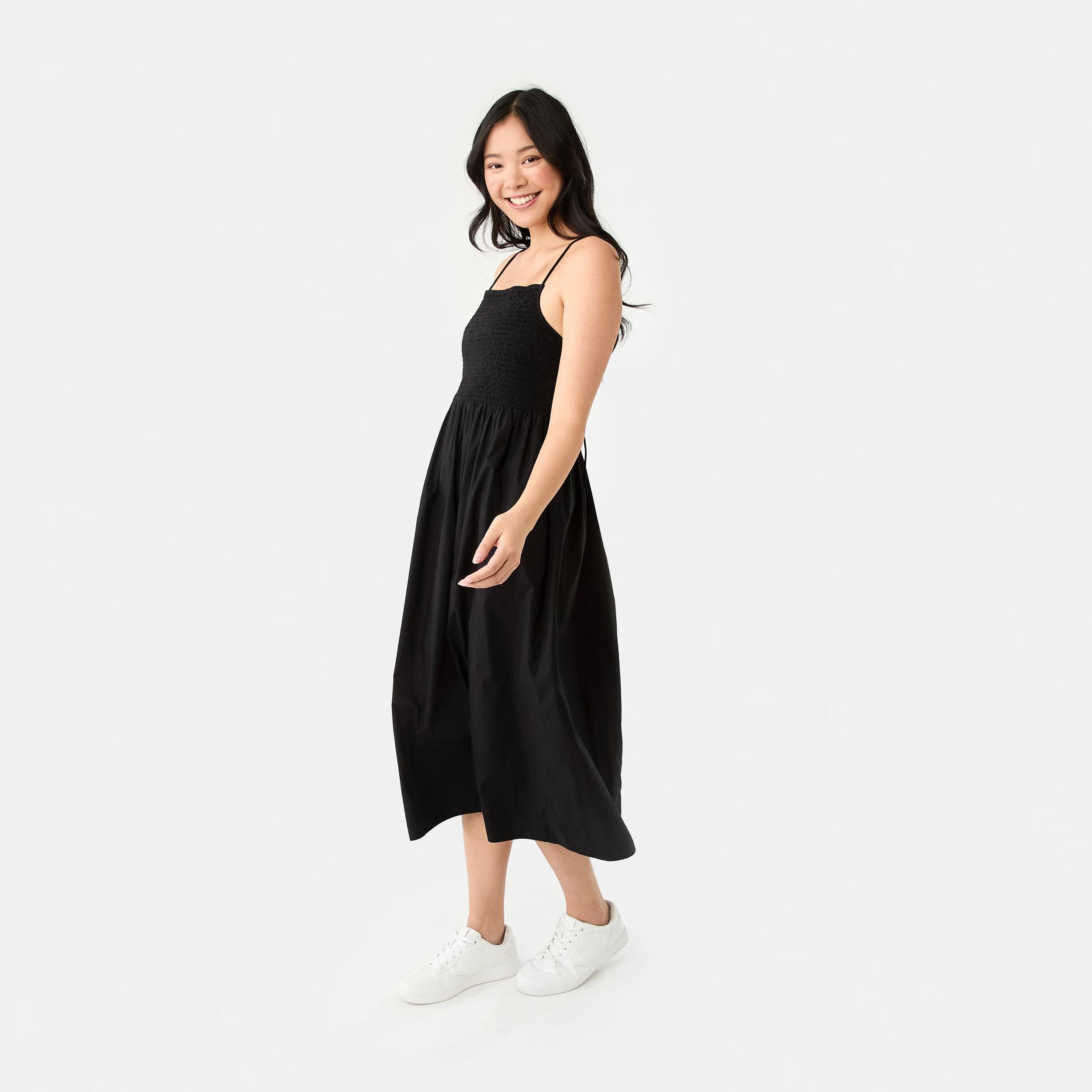 3 Sleeveless Cross Back Midi Dress BLACK, 3 of 9