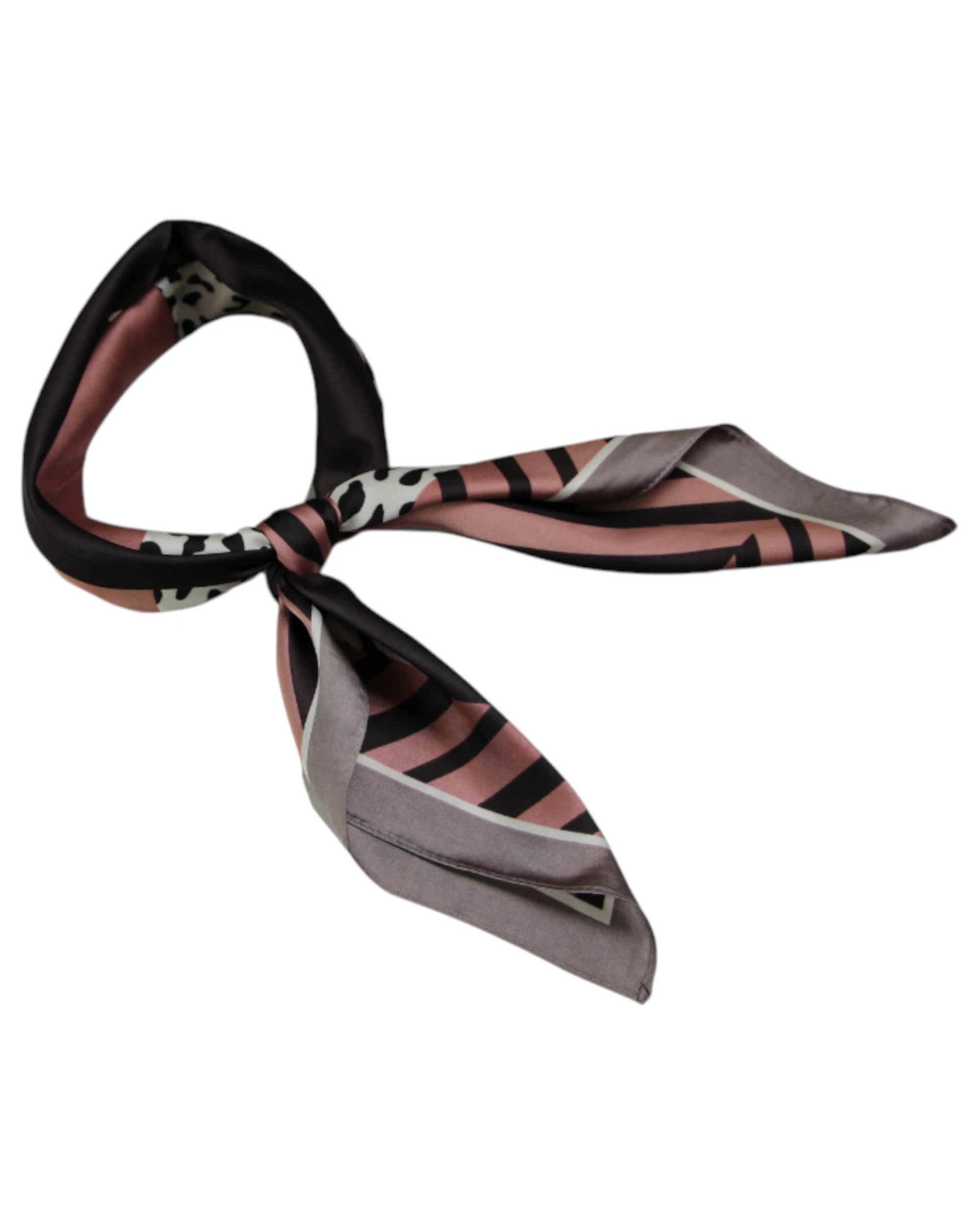 1 Zasel Womens Pink Stripe Animal Print Silk Feel Soft Neck Scarf - Multi, 1 of 1