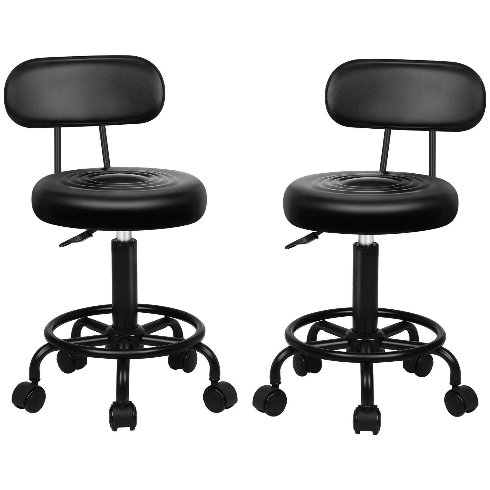 8 Alfordson 2x Salon Stool Backrest Swivel Barber Hair Dress Chair - All Black, 8 of 10