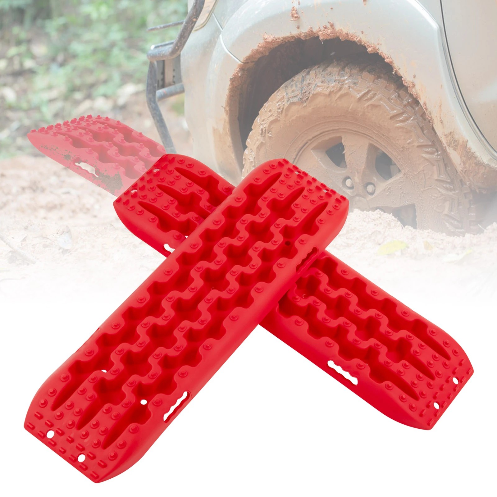 5 Costway 2x Off-Road Traction Board 10 Tons Recovery Board Traction Aid - Red, 5 of 5