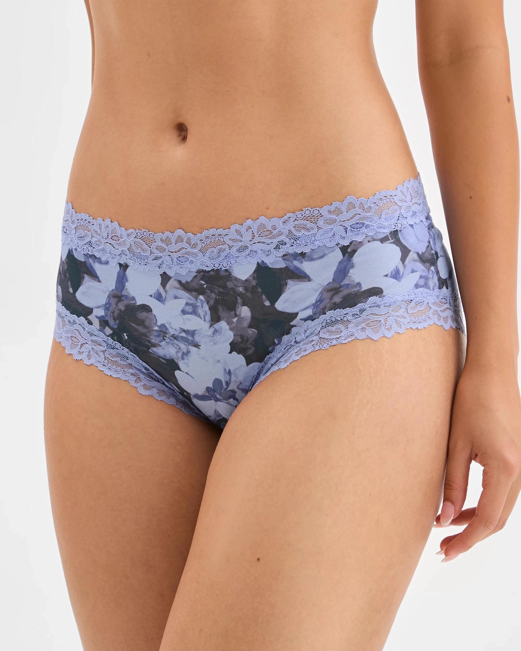 3 Target Woman Womens Modal and Lace Midi Briefs 2 Pack WATERCOLOUR FLORAL BLUES/NAVY BLAZER, 3 of 4
