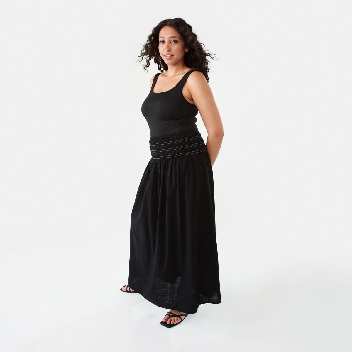 3 Rouched Maxi Skirt Black, 3 of 8