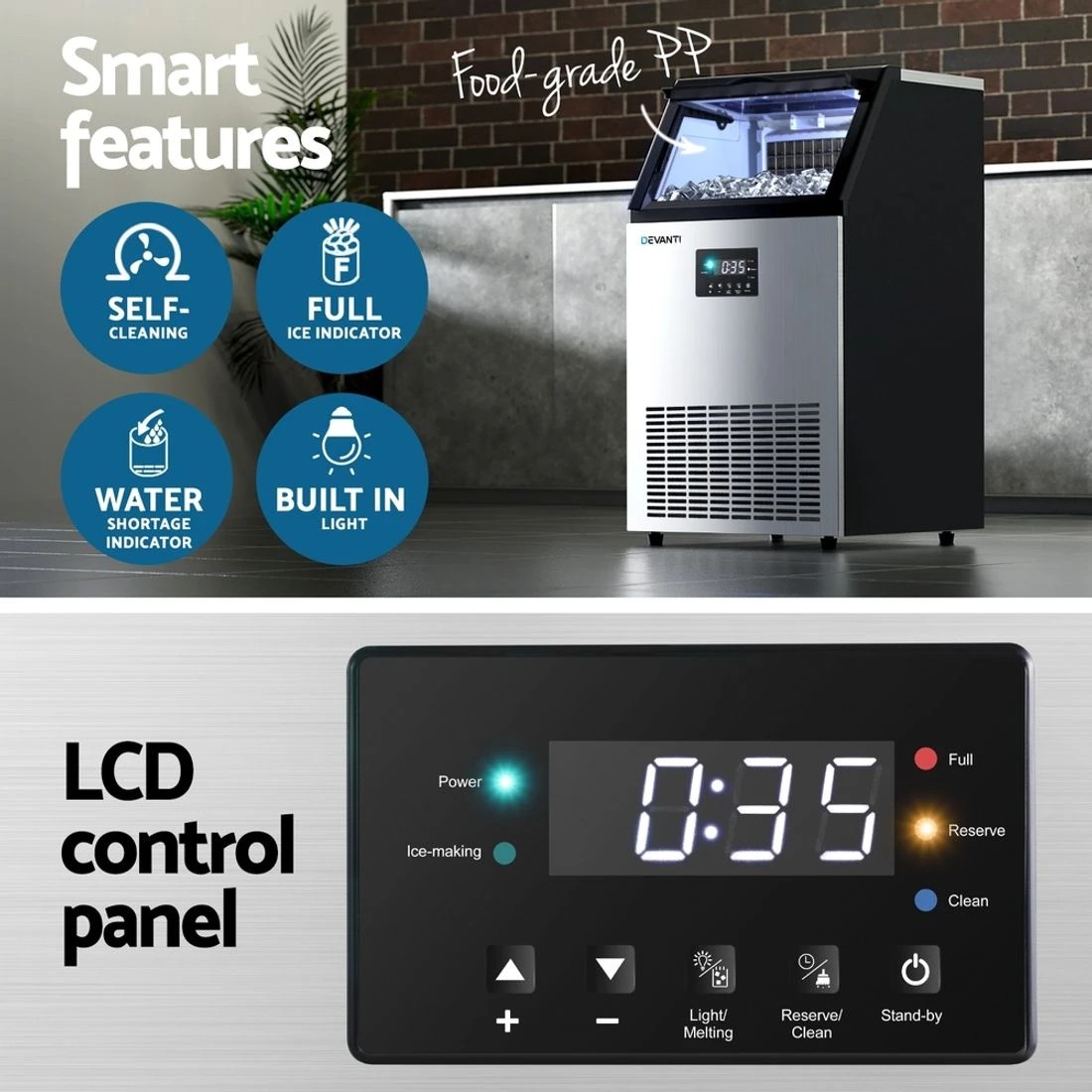 6 Devanti 45kg Ice Maker Commercial Machine - Silver, 6 of 7