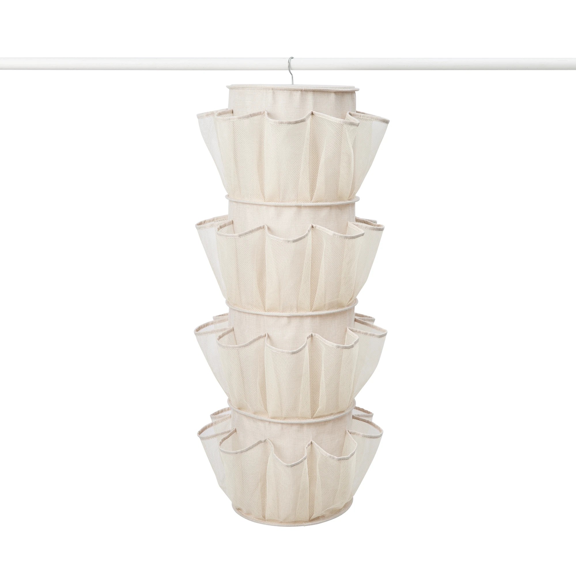 3 Linen Look Wardrobe Shoe Storage - Beige, 3 of 9