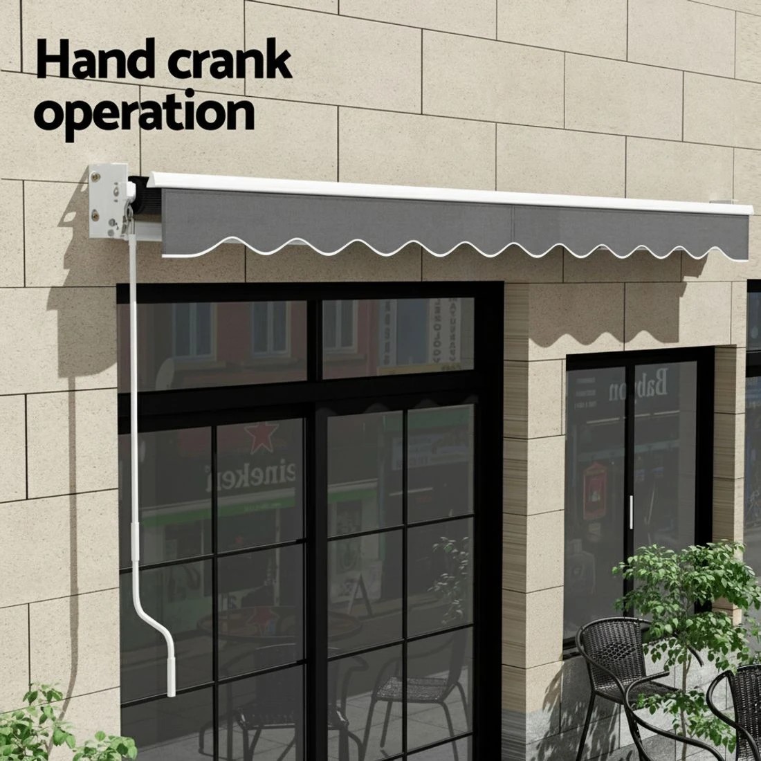 6 Instahut Retractable Folding Arm Awning Manual Sunshade 4Mx2.5M - Grey, 6 of 6