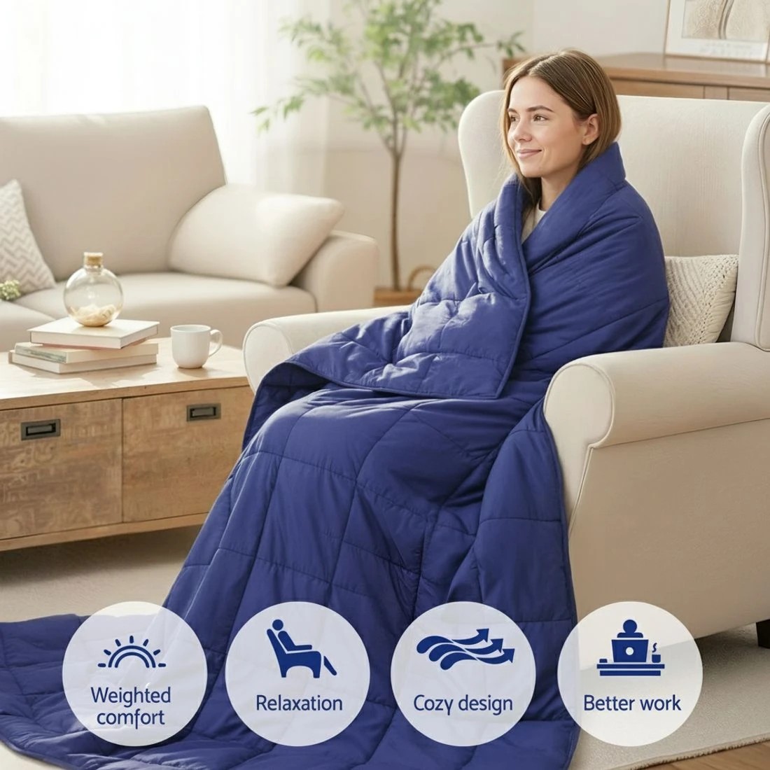 4 Giselle 9KG Adults Size Anti Anxiety Weighted Blanket Gravity Blankets Royal - Blue, 4 of 9