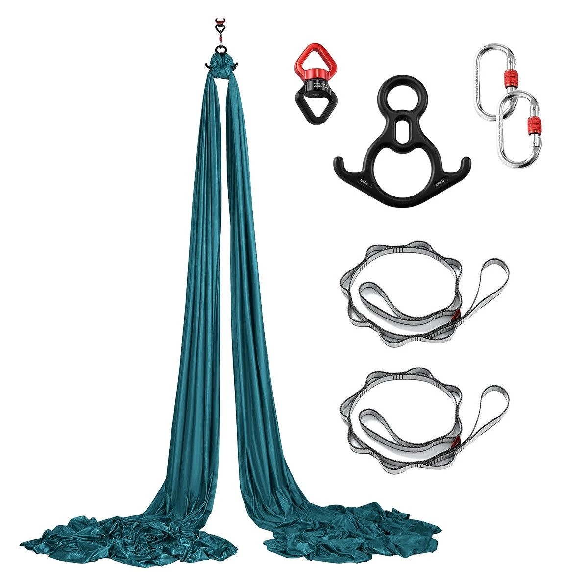 1 AUSWAY Aerial Silk Yoga Swing Hammock Starter Kit 8x2.8m Trapeze Inversion, 1 of 4