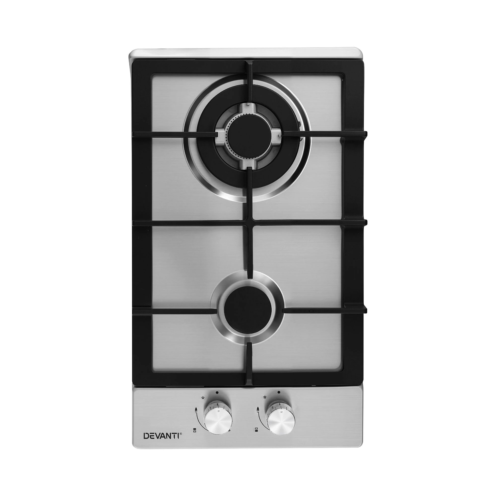 1 Devanti Gas Cooktop 30cm 2 Burner - Silver, 1 of 1