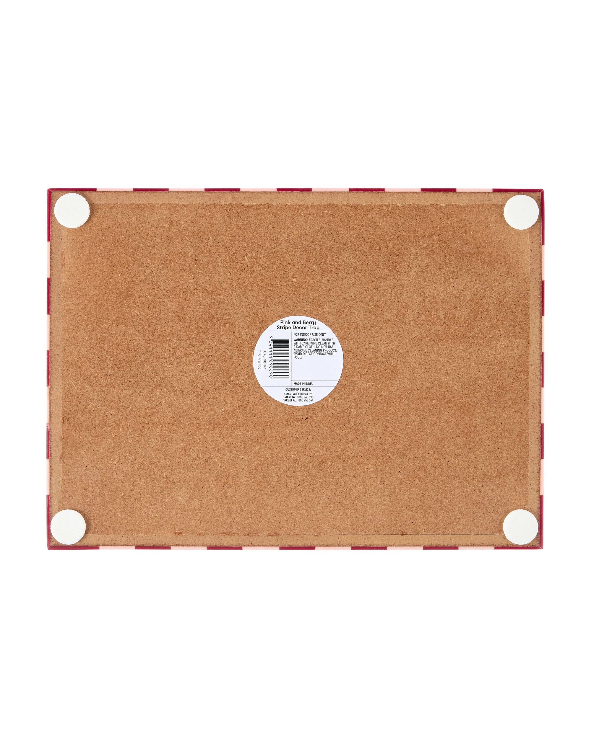 6 Pink and Berry Stripe Decor Tray, 6 of 6