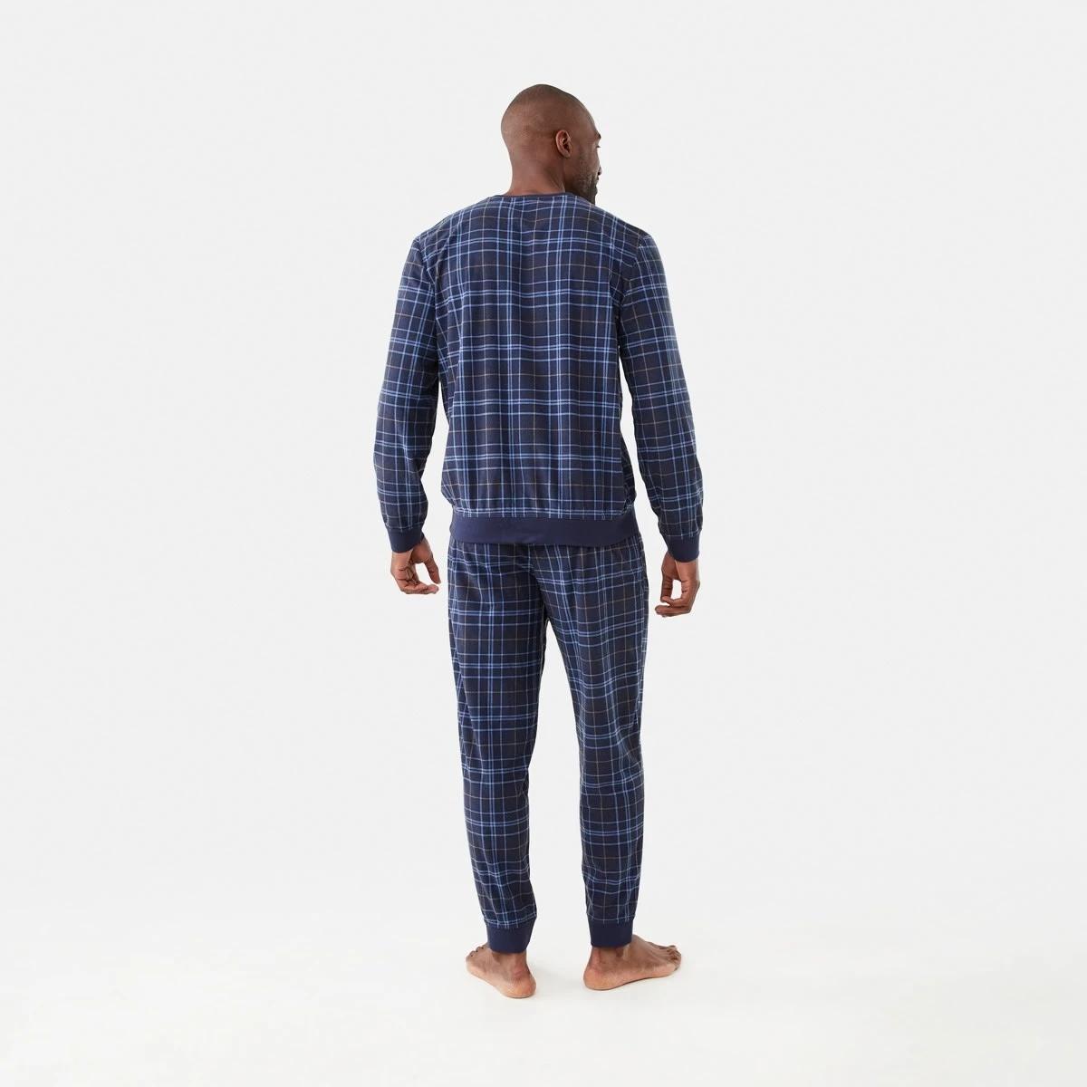 3 Long Sleeve Matching Jogger Pants Pyjama Set Lake Check, 3 of 7