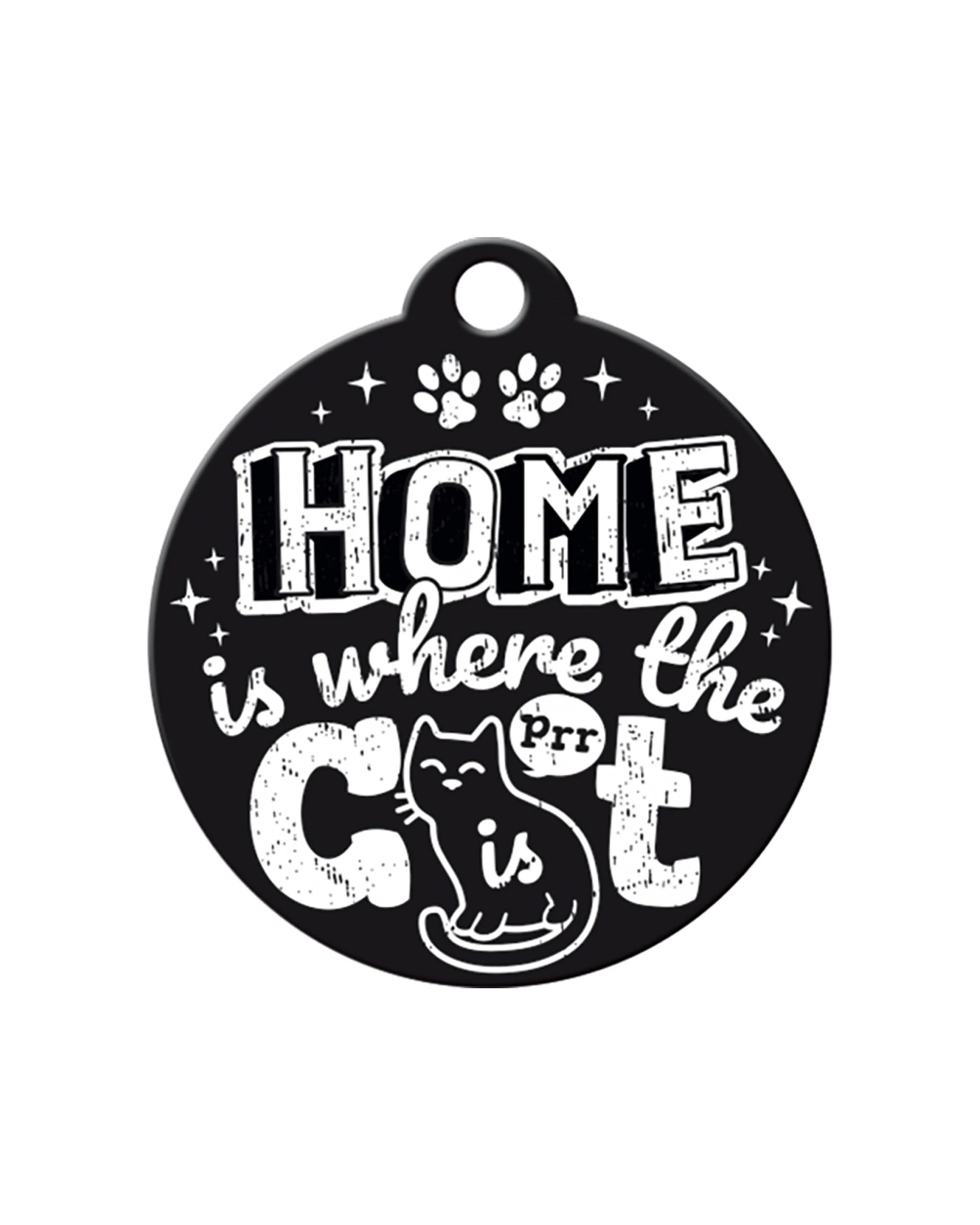 4 Nostalgic-Art Metal Round Keyring Home Is Where The Cat Is Stainless Steel - Black, 4 of 5