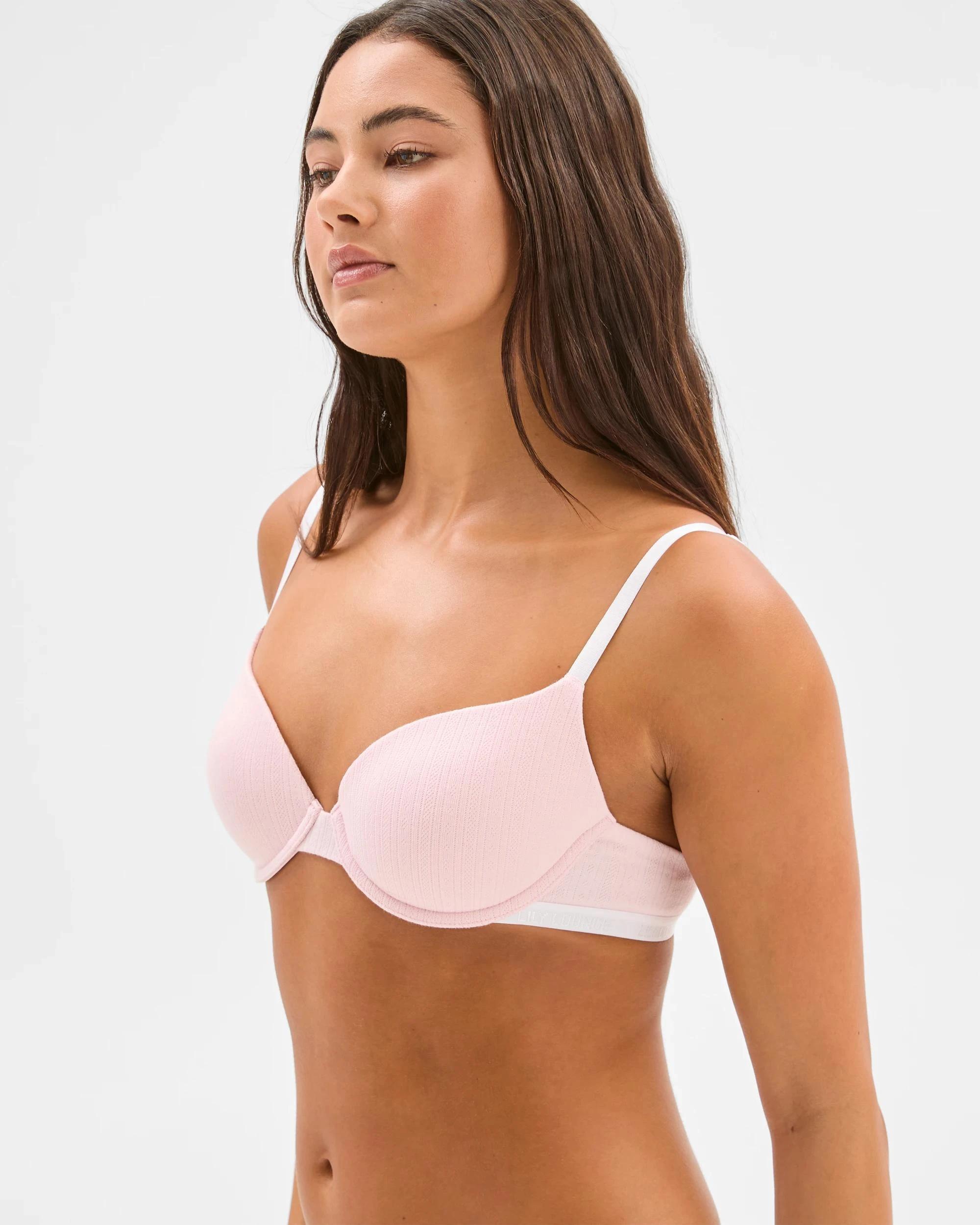 2 Lily Loves Australian Cotton Pointelle Balconette Bra CRADLE PINK, 2 of 4