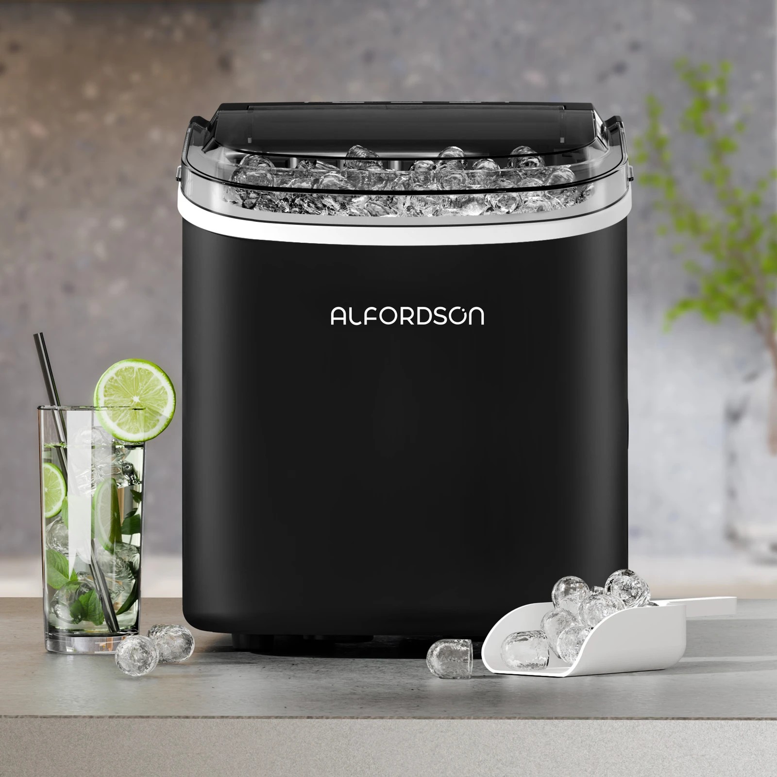 3 Alfordson Portable Ice Maker Machine Bar Countertop 12kg Ice Cube Tray - Black, 3 of 9