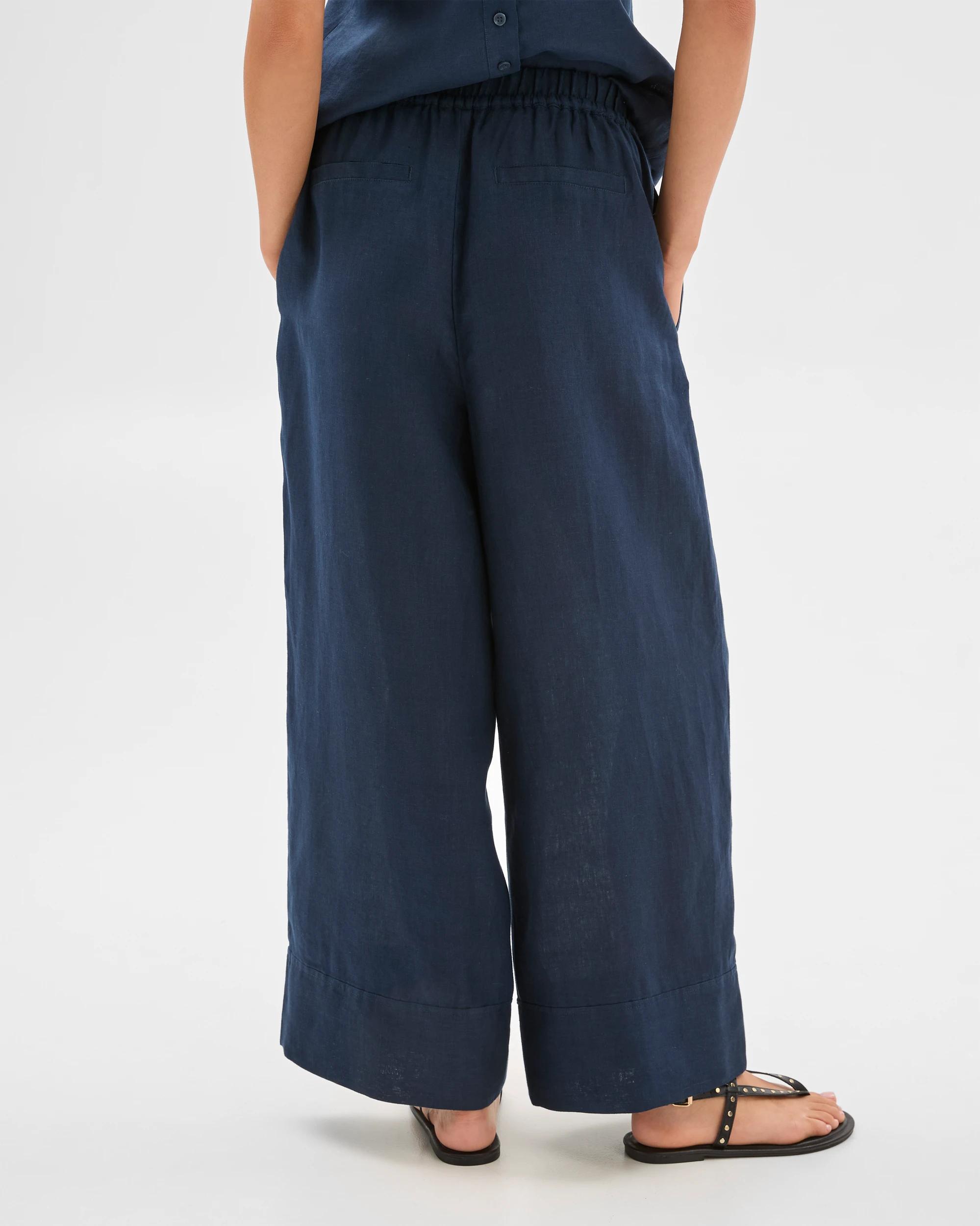 6 Target European Linen Wide Leg Pants NAVY BLUE, 6 of 6