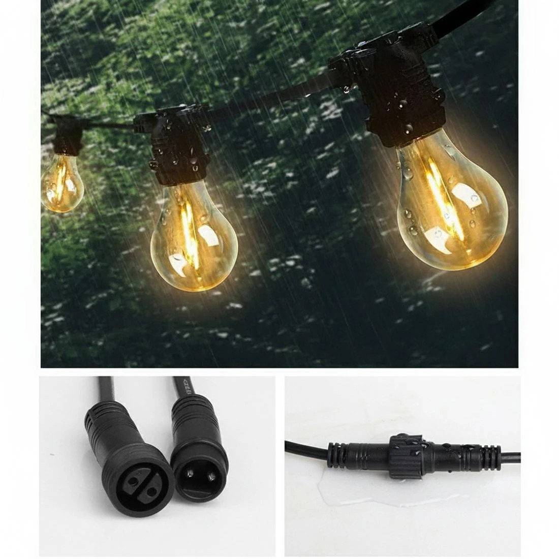 3 68m LED Festoon String Lights Outdoor Christmas Decorations Wedding Garden Party - Black, 3 of 4