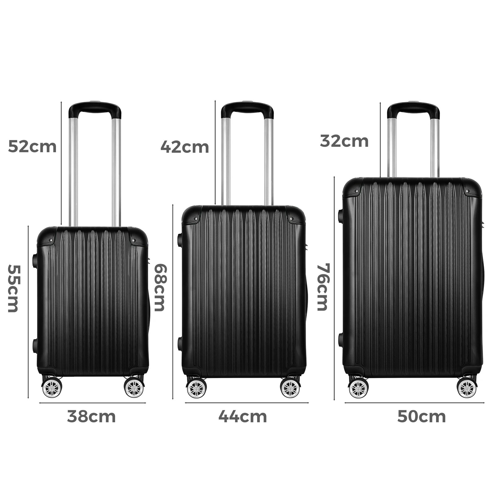 9 Alfordson Luggage Suitcase Sets 3PCS Trolley TSA Carry on Hard Case - Black, 9 of 10