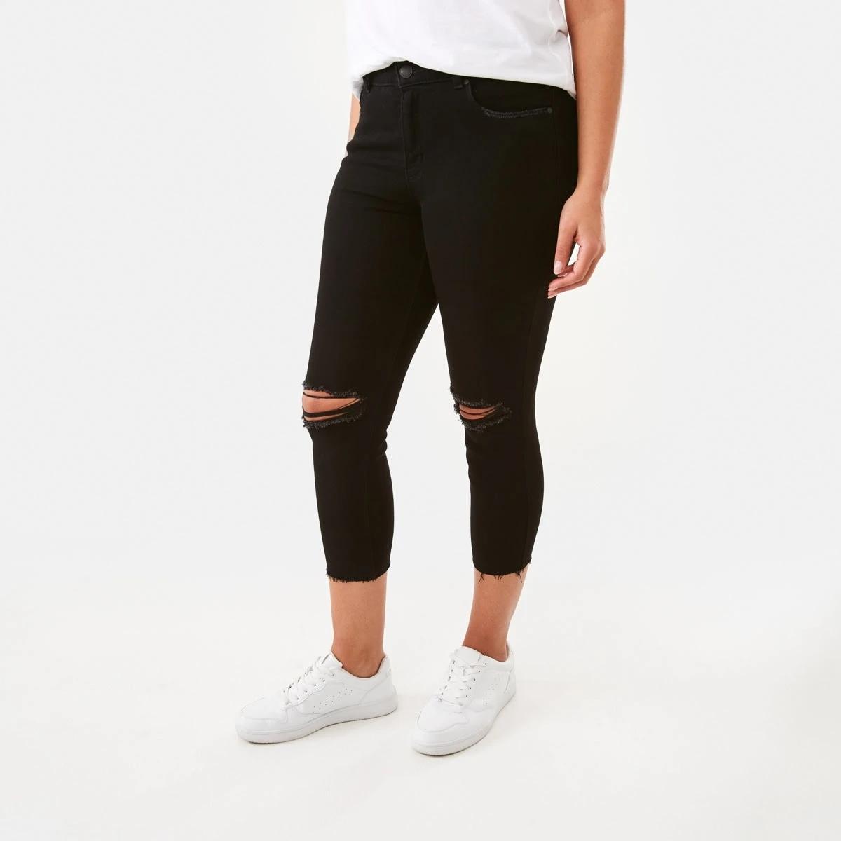 2 3/4 Distressed Skinny Jeans Black Wash, 2 of 5