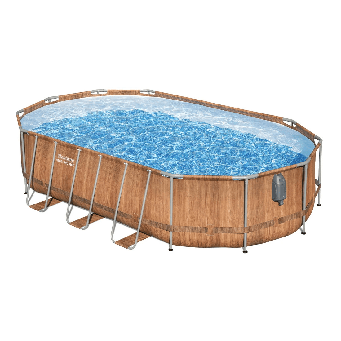 1 Bestway Swimming Pool Steel Frame Luxury Pool & SPA Massage Set 6.1x3.66x1.22m - Brown, 1 of 7