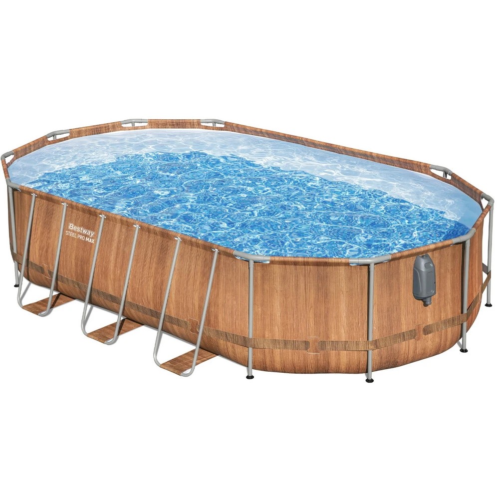1 Bestway Swimming Pool Steel Frame Luxury Pool & SPA Massage Set 6.1x3.66x1.22m - Brown, 1 of 6