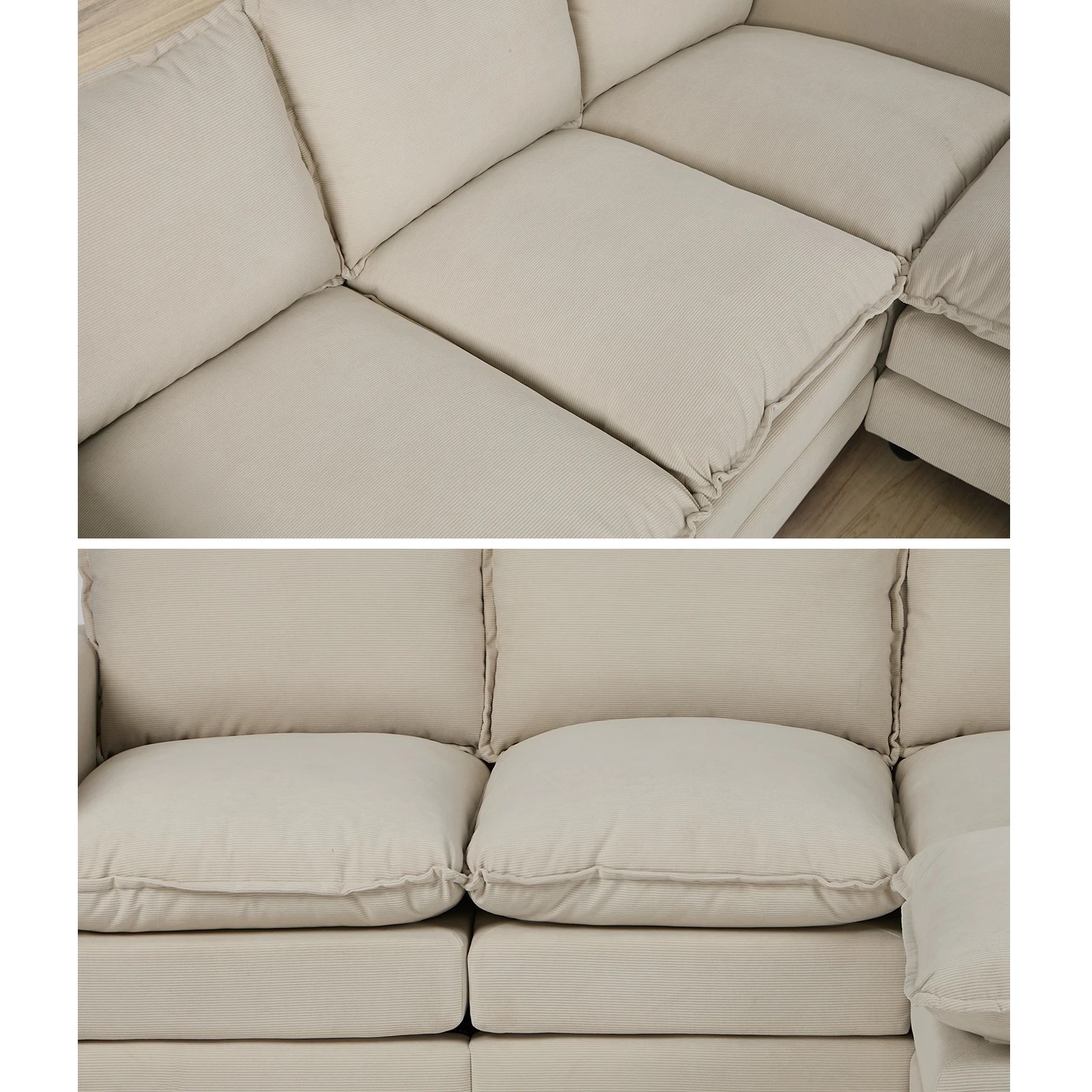 5 Oikiture Sofa Ottoman Set Modular Couch Lounge - Beige, 5 of 10