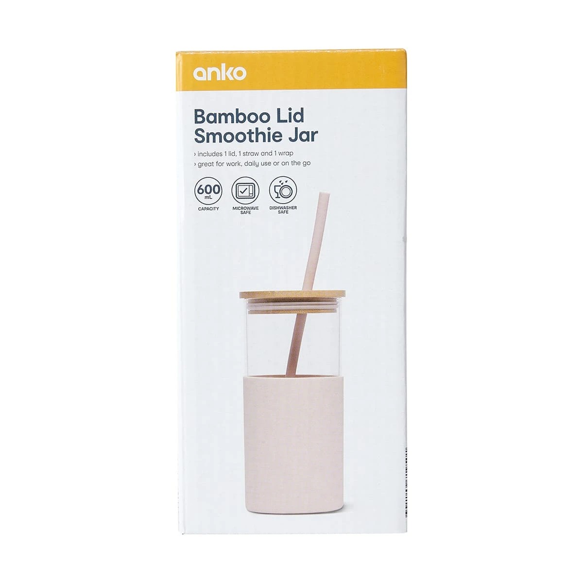 4 Pink Bamboo Lid Smoothie Jar, 4 of 4