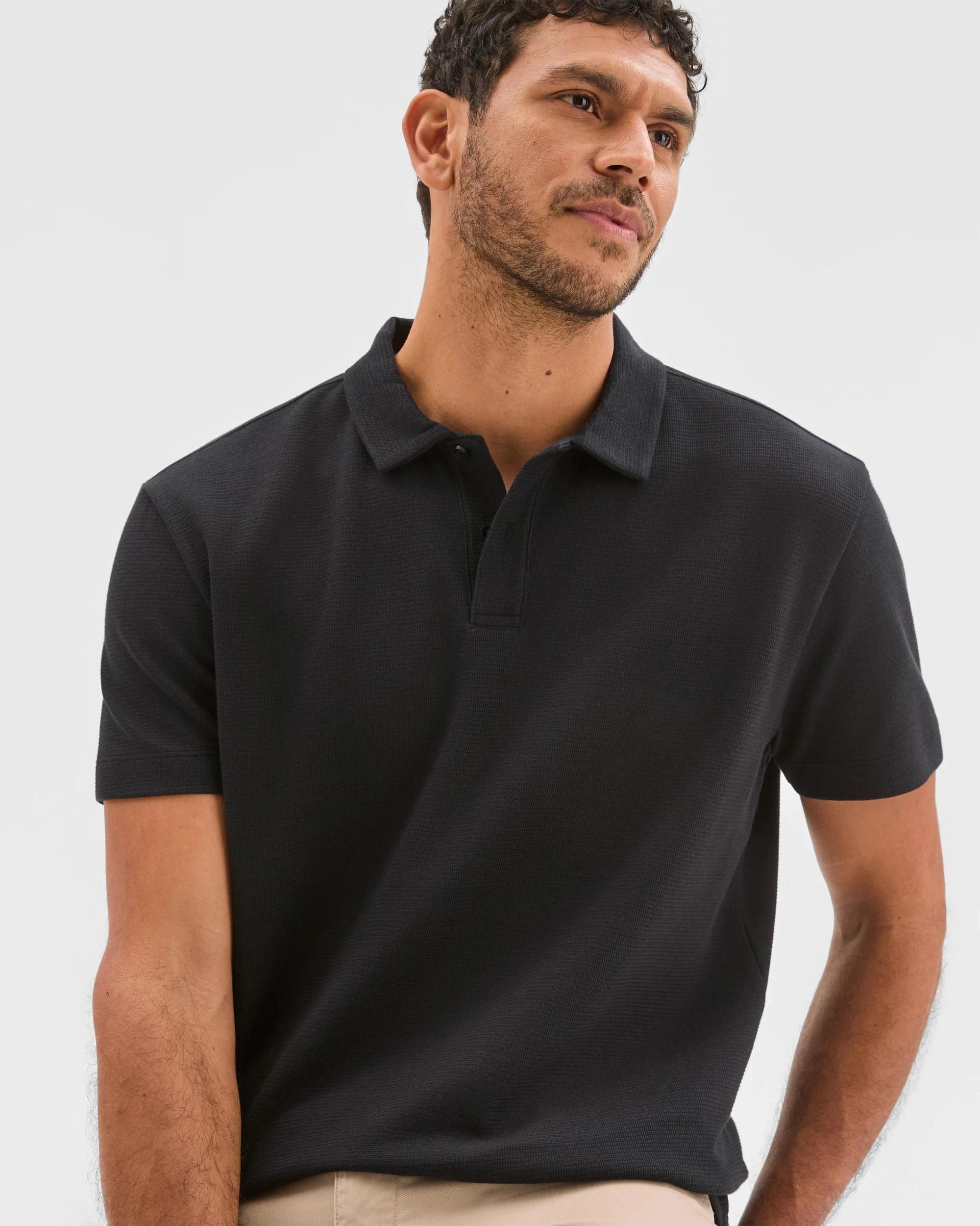 4 Target Australian Cotton Textured Fashion Polo Top BLACK, 4 of 5