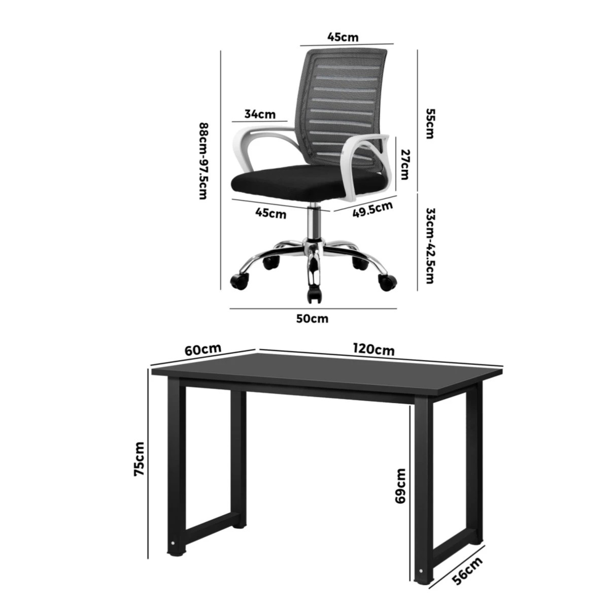 2 Oikiture Home Office Desk and Chair Set - Multi, 2 of 8