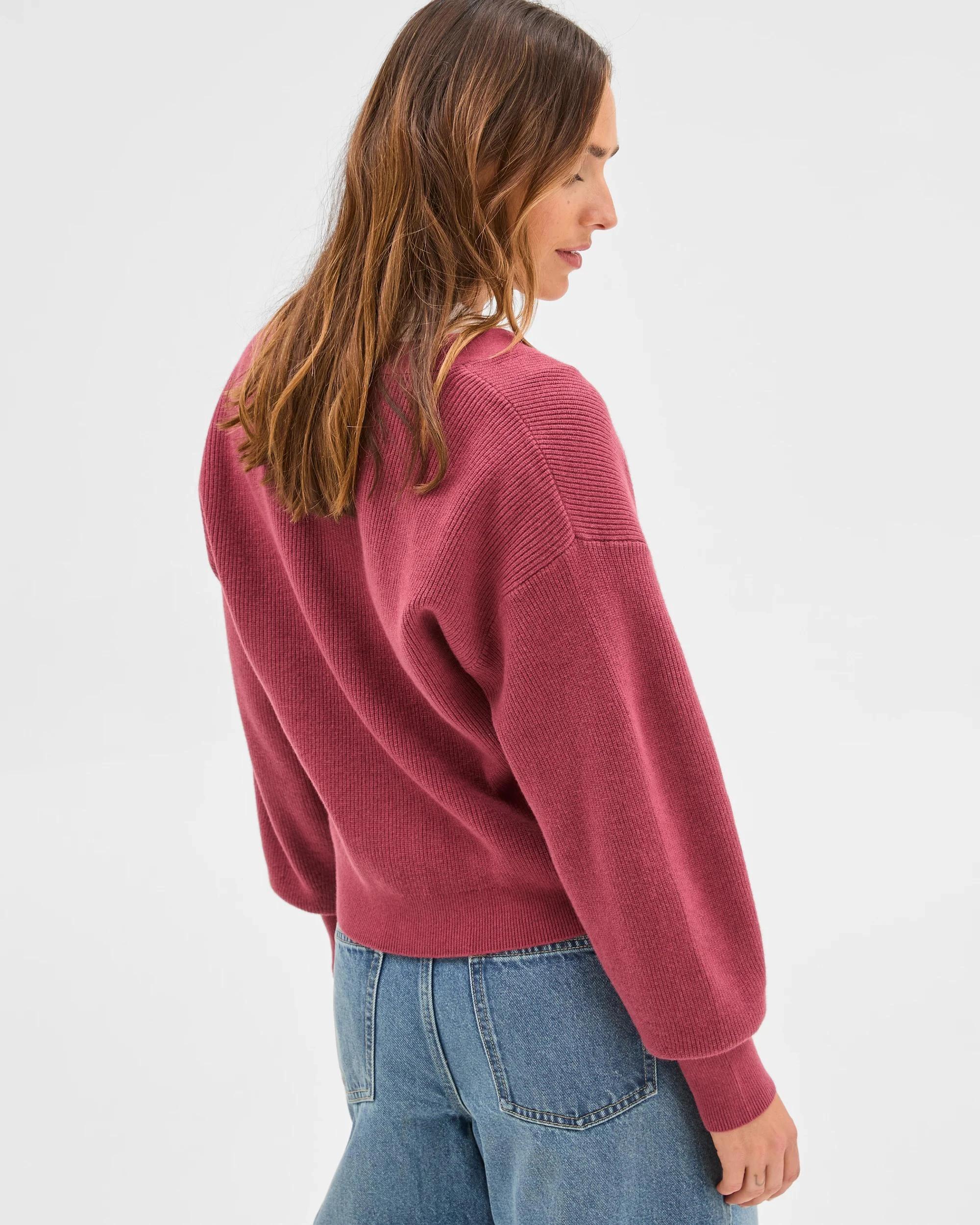 7 Target Woman Australian Cotton Blend V-Neck Rib Cardigan MULBERRY, 7 of 7