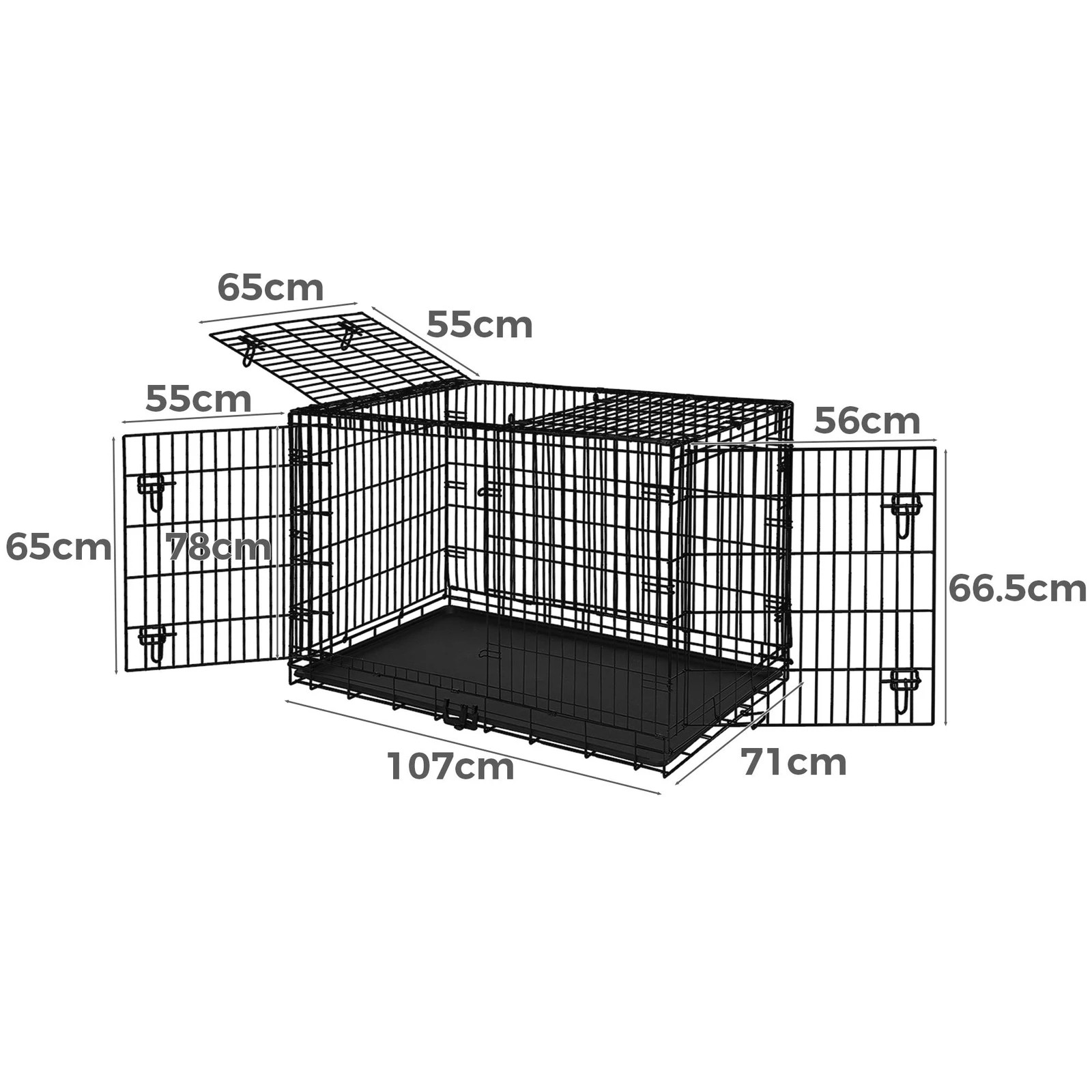5 Beastie Dog Crate Pet Cage Kennel Cat Foldable Metal Playpen 42" Large - Black, 5 of 8