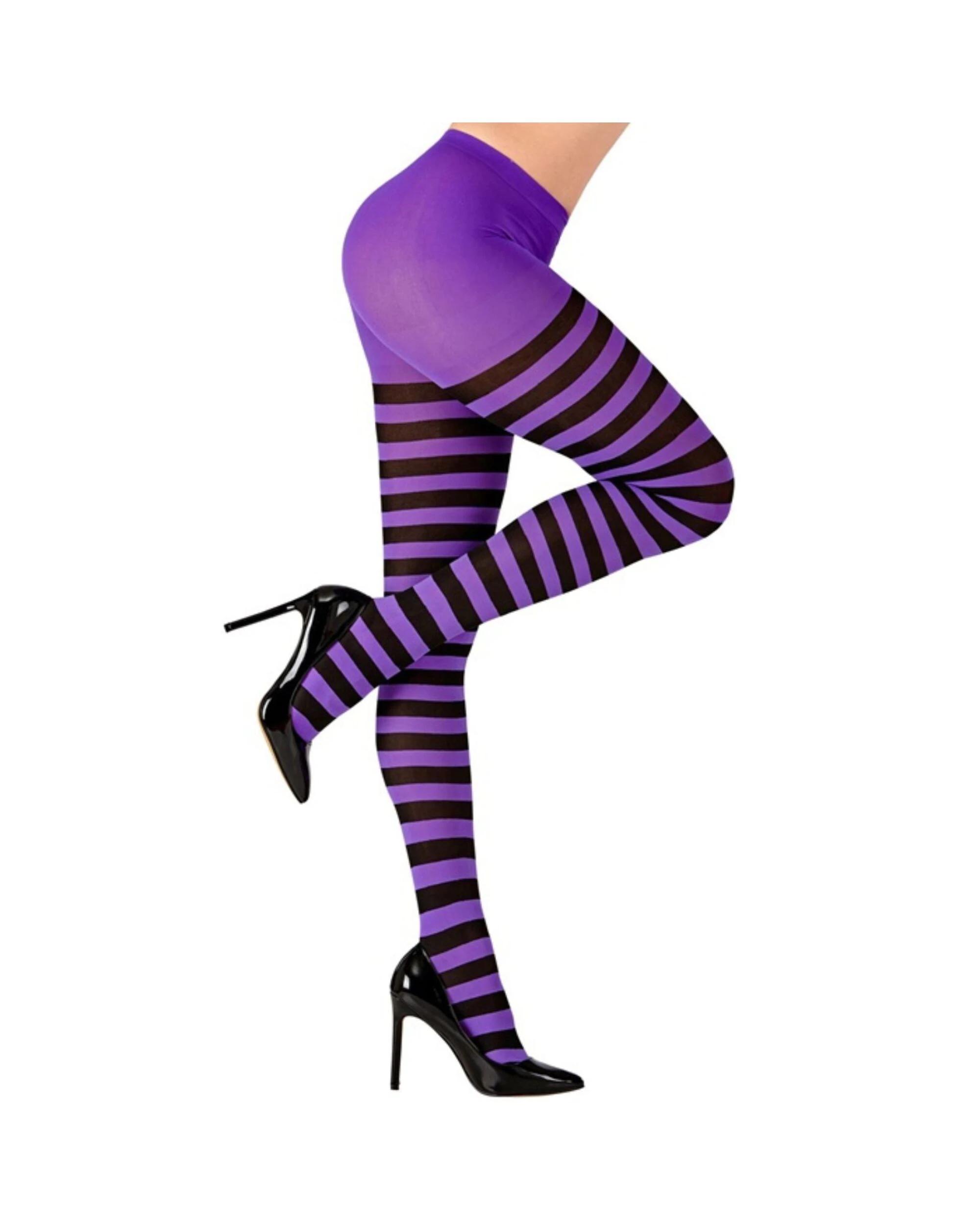 2 Widmann Adult Striped Stockings PURPLE, 2 of 3