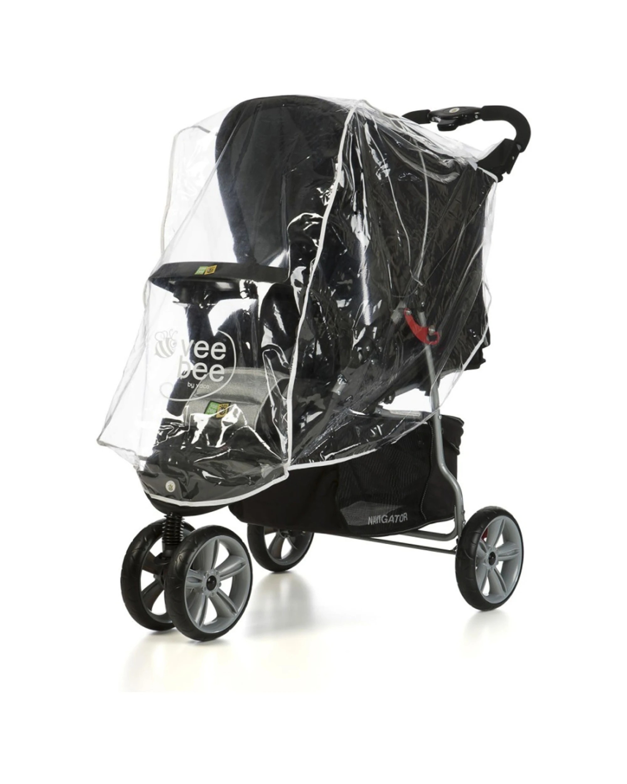 1 VeeBee Universal 3 Wheeler Pram Stroller Wind Rain Cover Heavy Gauge PVC - Clear, 1 of 2