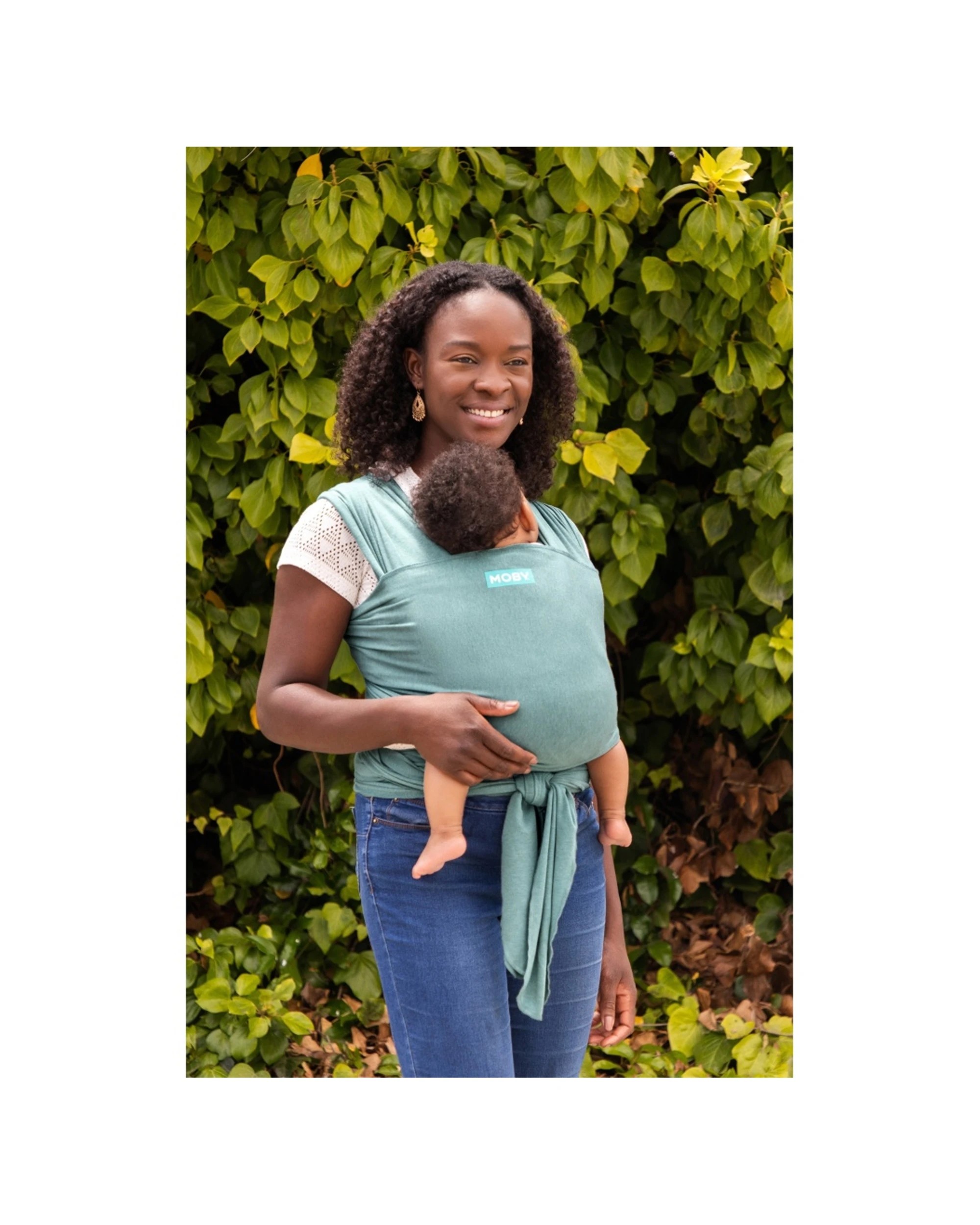 3 Moby Element Wrap Hydro Baby Wrap Carrier Feather-Knit Ultra-Soft Adjustable Breathable - Green, 3 of 4
