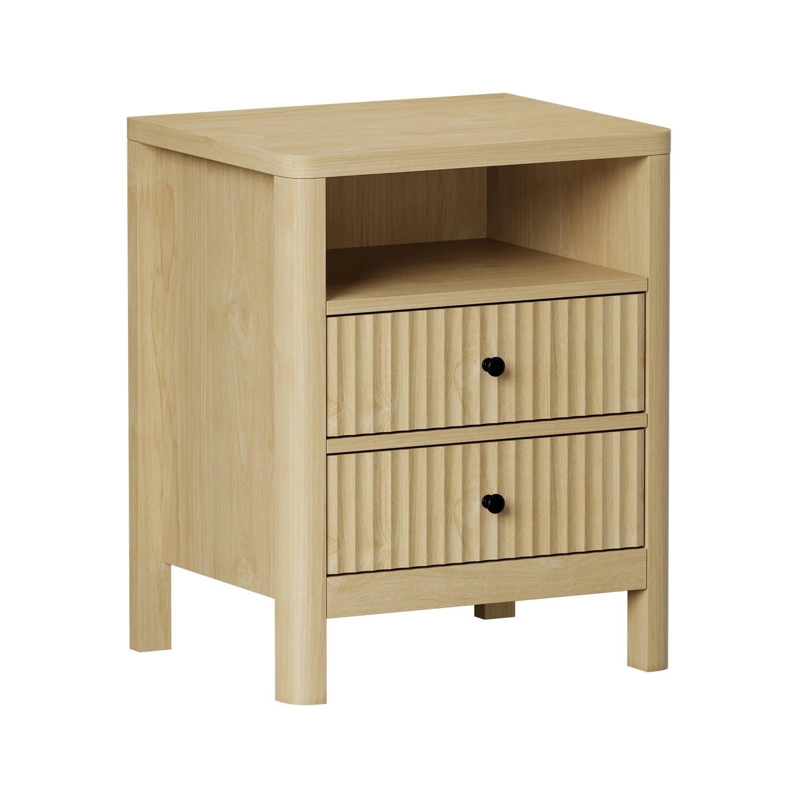 6 Oikiture 2x Bedside Table 2 Drawers Side End Table Nightstand Open Shelf - Natural, 6 of 9