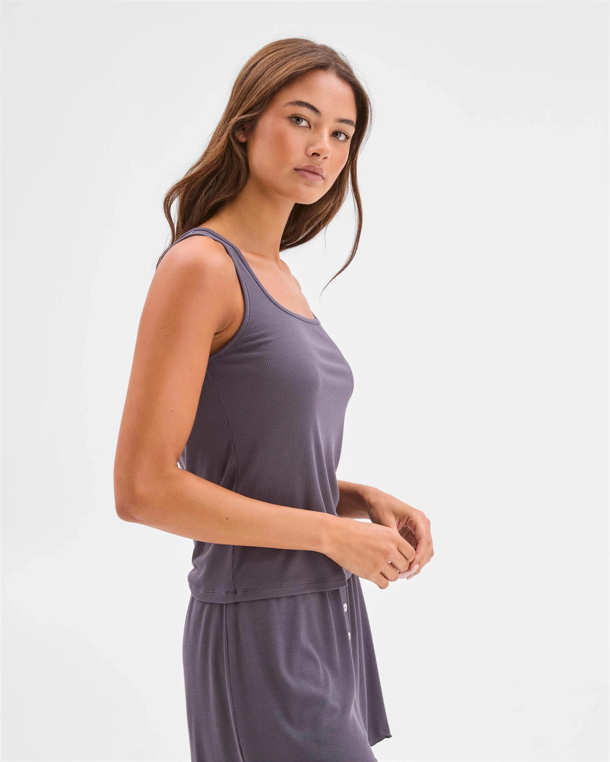 5 Lily Loves Ribbed Sleep Tank Top CHARCOAL, 5 of 6
