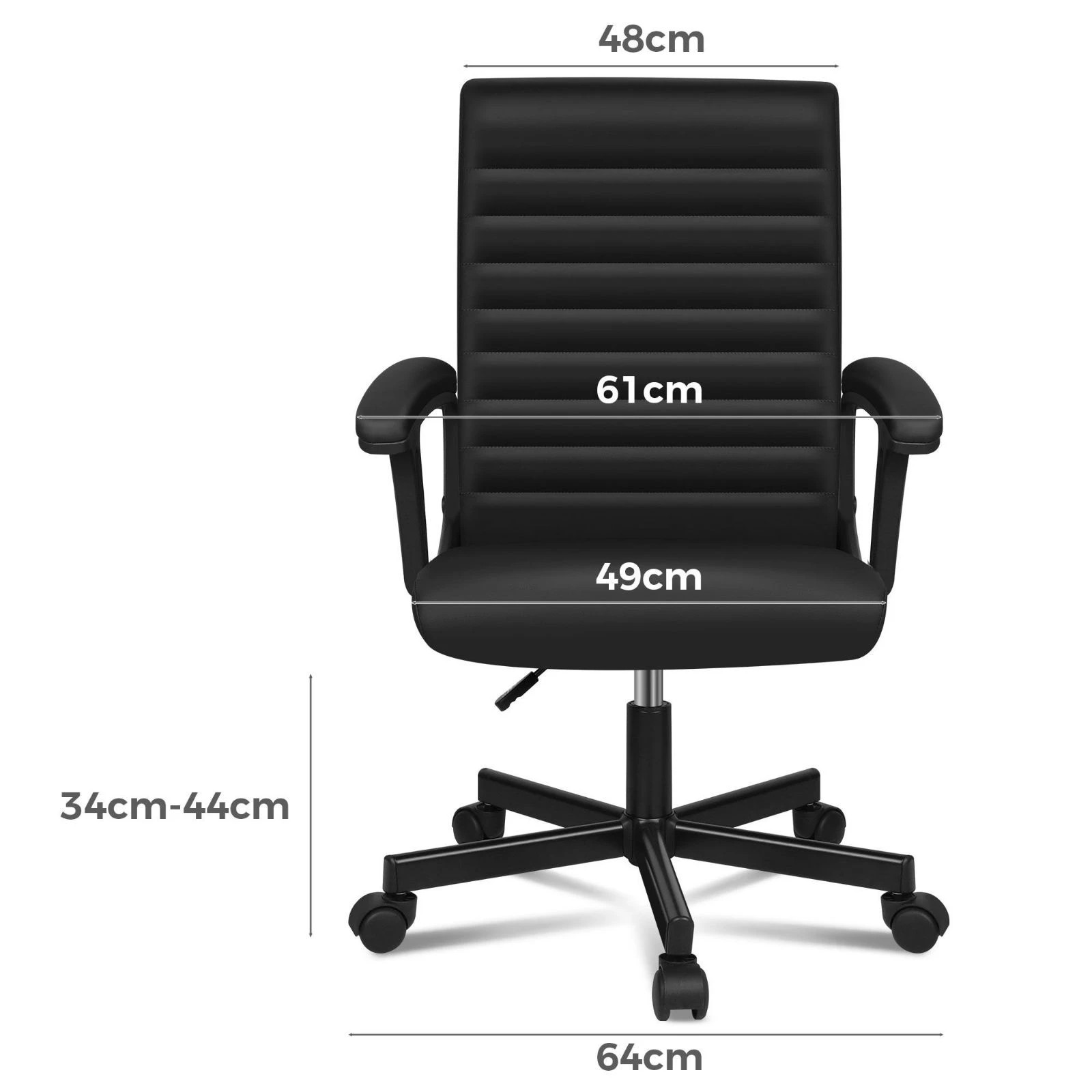 5 Alfordson Office Chair Executive Computer Seat Work Gaming Mid Back - Black, 5 of 9