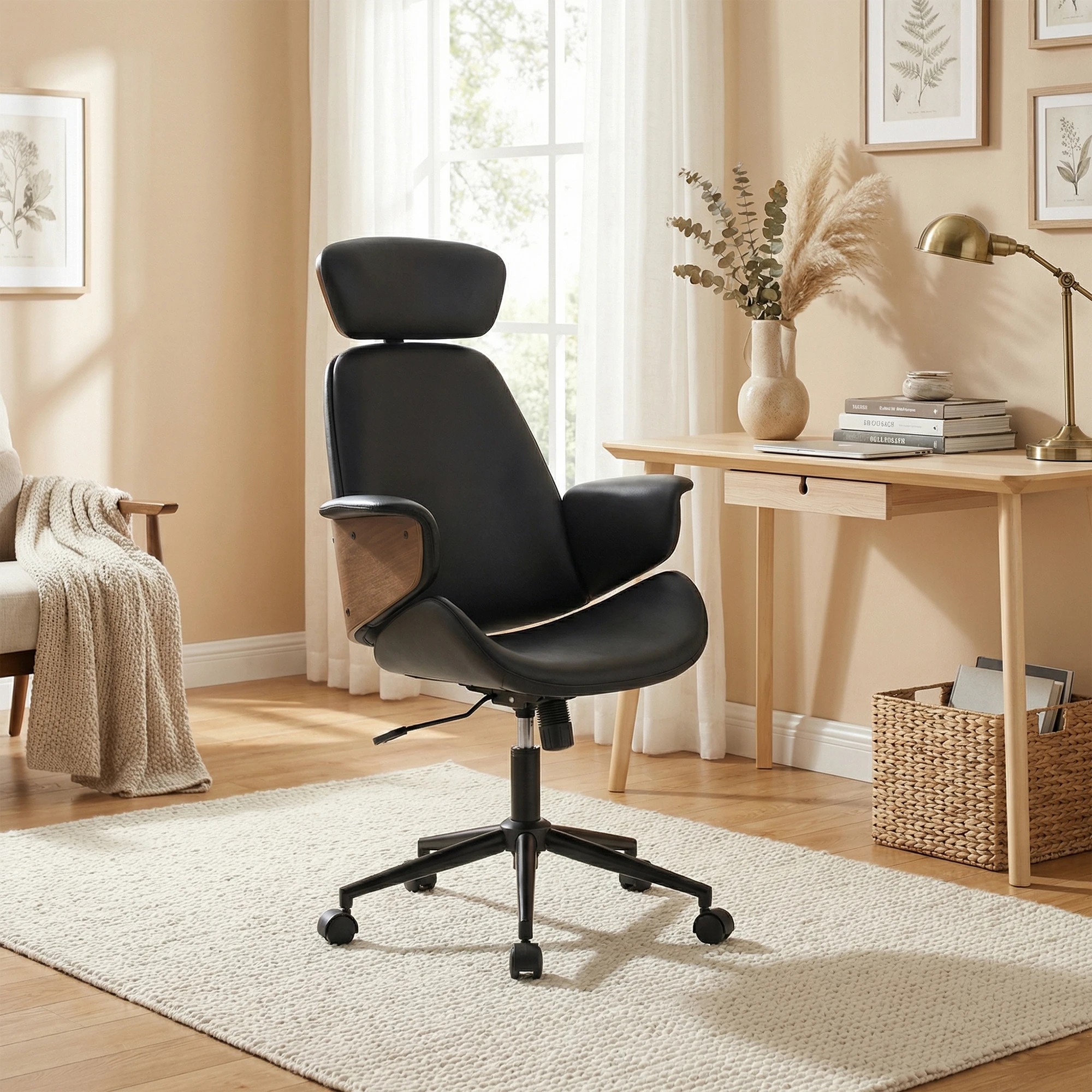 2 Costway Ergonomic Home Office Desk Chair Modern Executive Armchair Adjustable Height - Black, 2 of 4