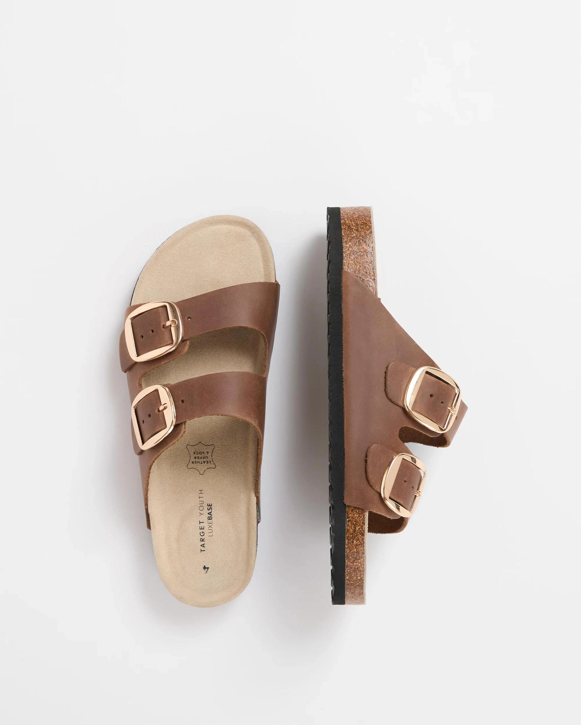 3 Target Youth Girls Youth Full Grain Leather Moulded Cork Sandal CHOCOLATE, 3 of 3