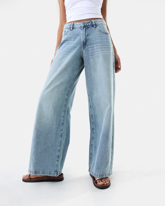 Low Rise Embellished Baggy Jeans