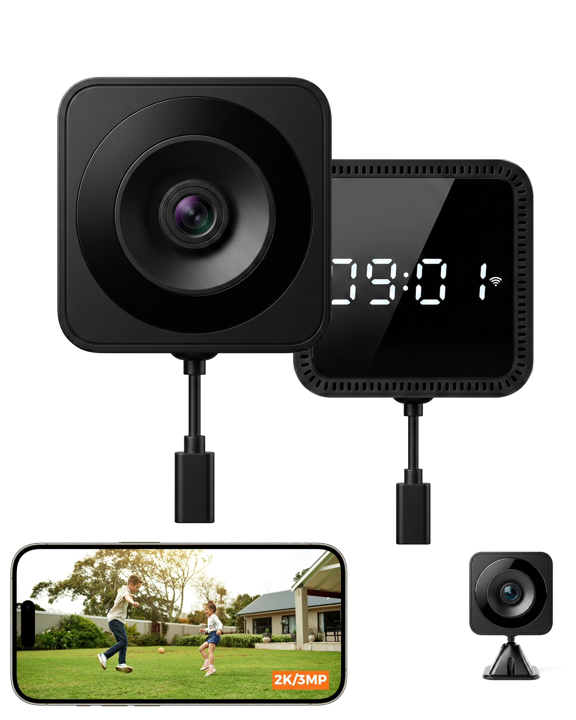2 Advwin WiFi Window Camera 2K with Digital Clock - Black, 2 of 7