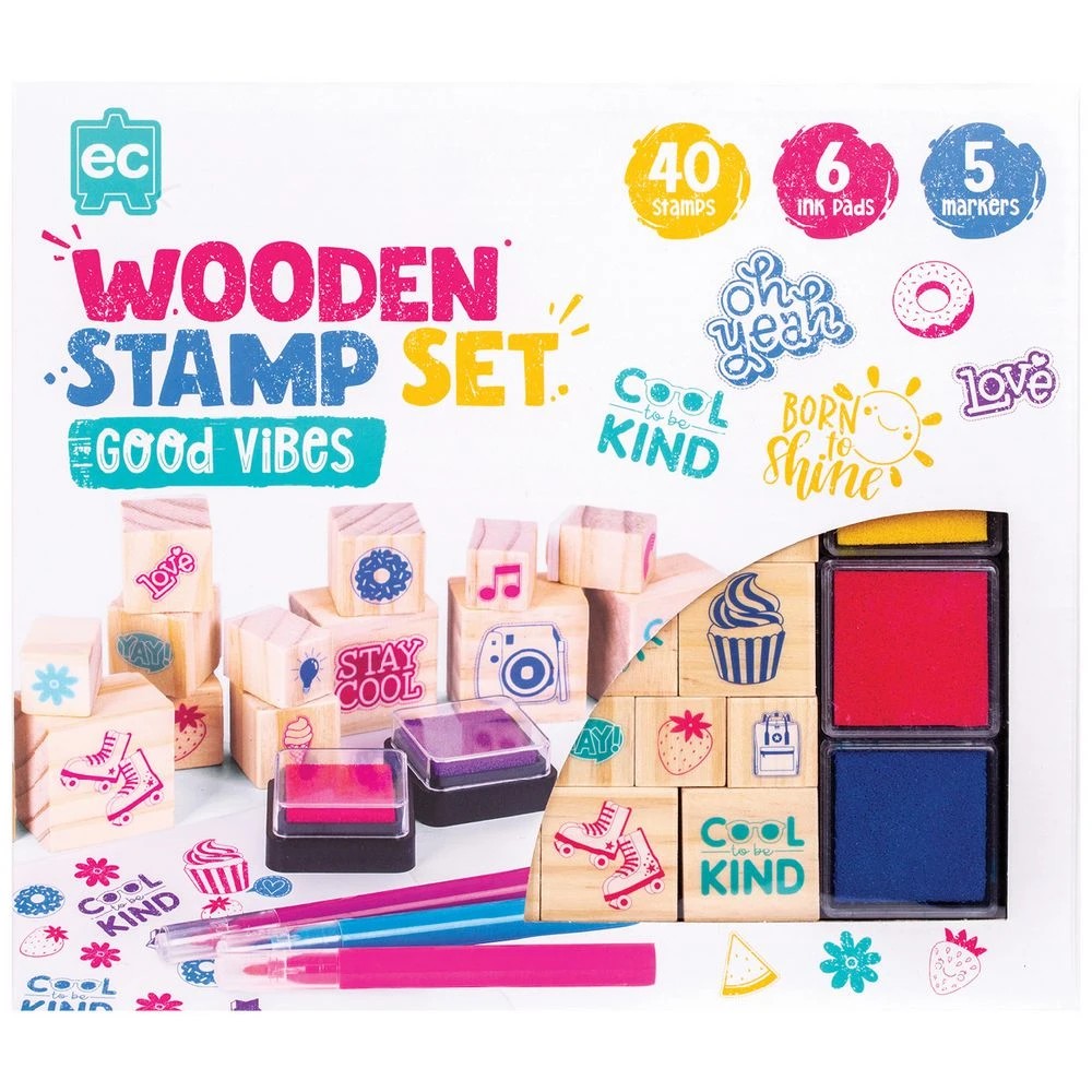 1 Wooden Stamp Set  51 Piece Good Vibes, 1 of 4