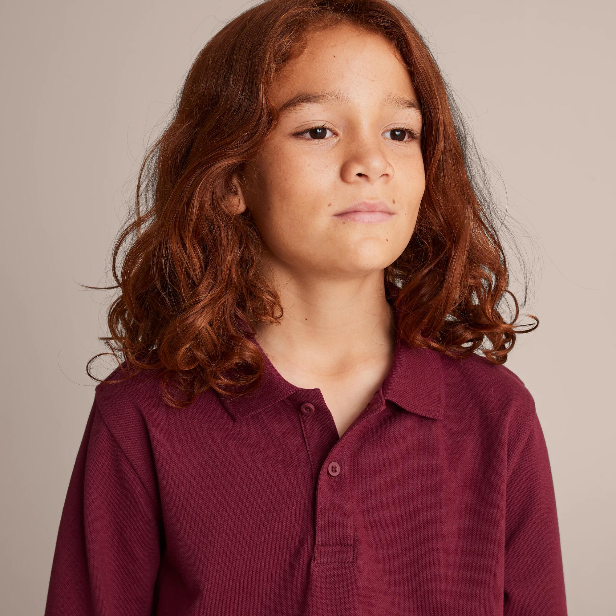 2 Target School Polo Long Sleeve Top BURGUNDY, 2 of 7
