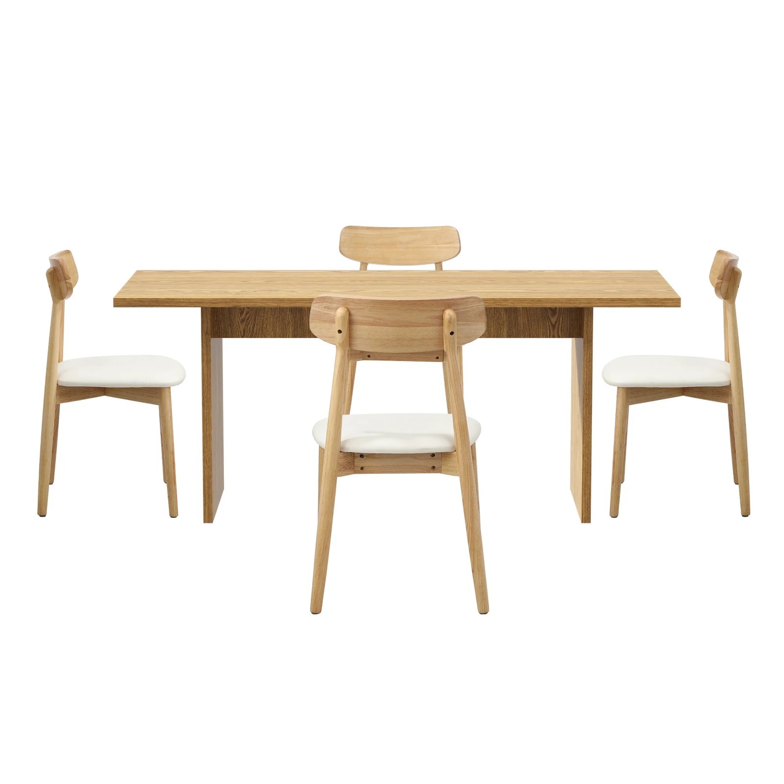 9 Oikiture 4-Seater Dining Table and Chairs Wooden Furniture Set - Natural, 9 of 9