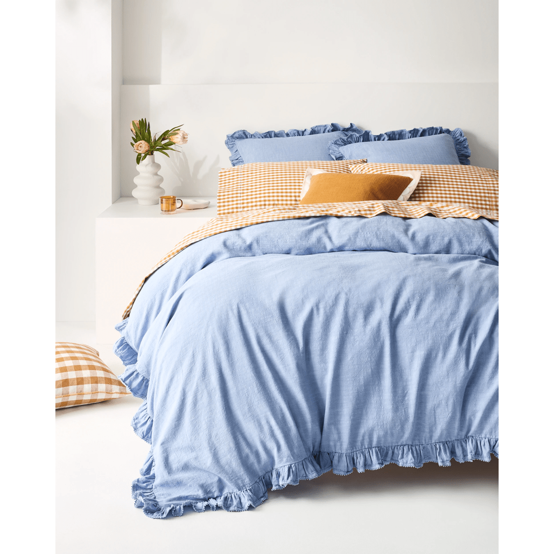 1 Target Kiara Australian Cotton Textured Stonewash Ruffle Quilt Cover Set
 - King Bed
 - Blue, 1 of 6