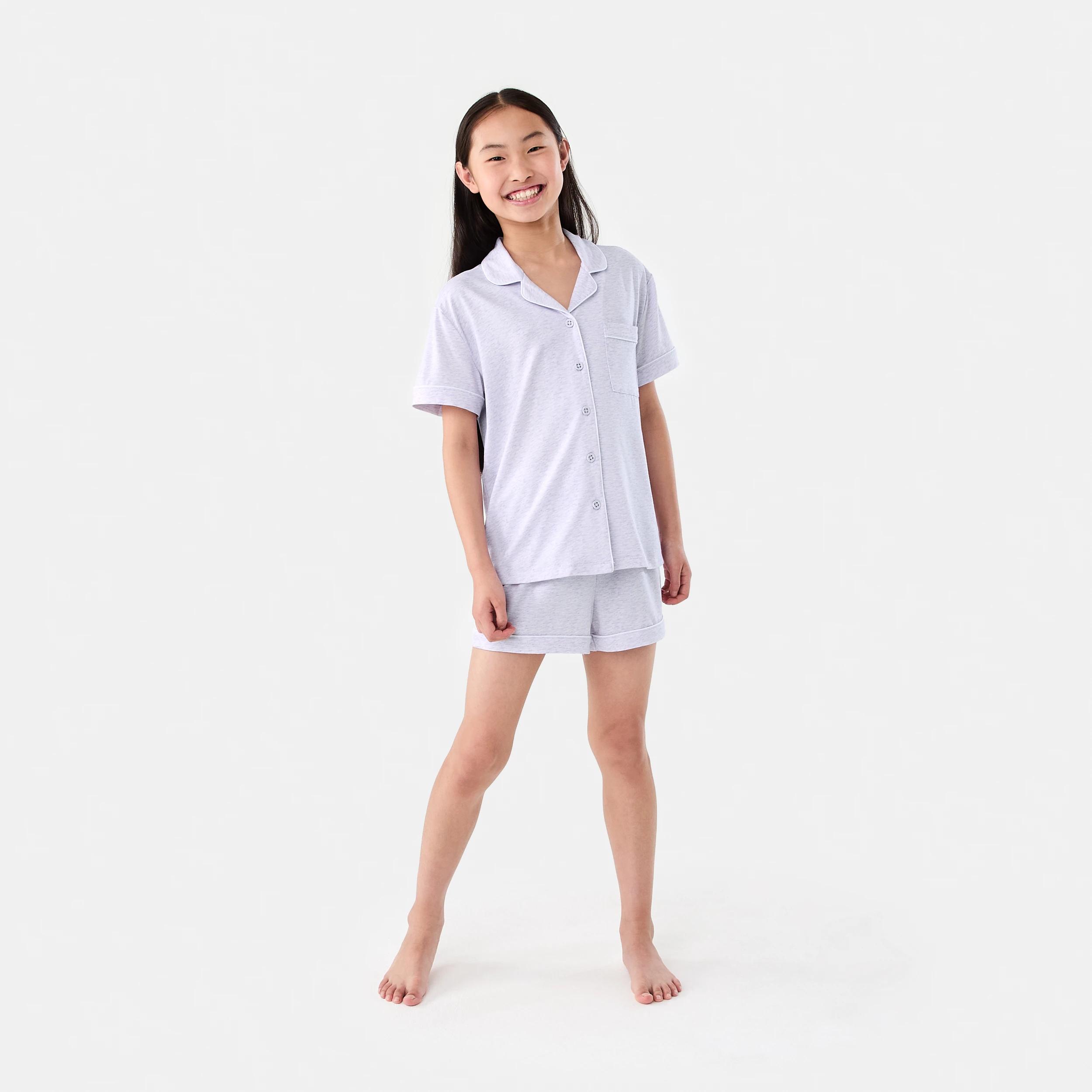 1 Short Sleeve Button Down Pyjama Set PASTEL LILAC MARLE, 1 of 8