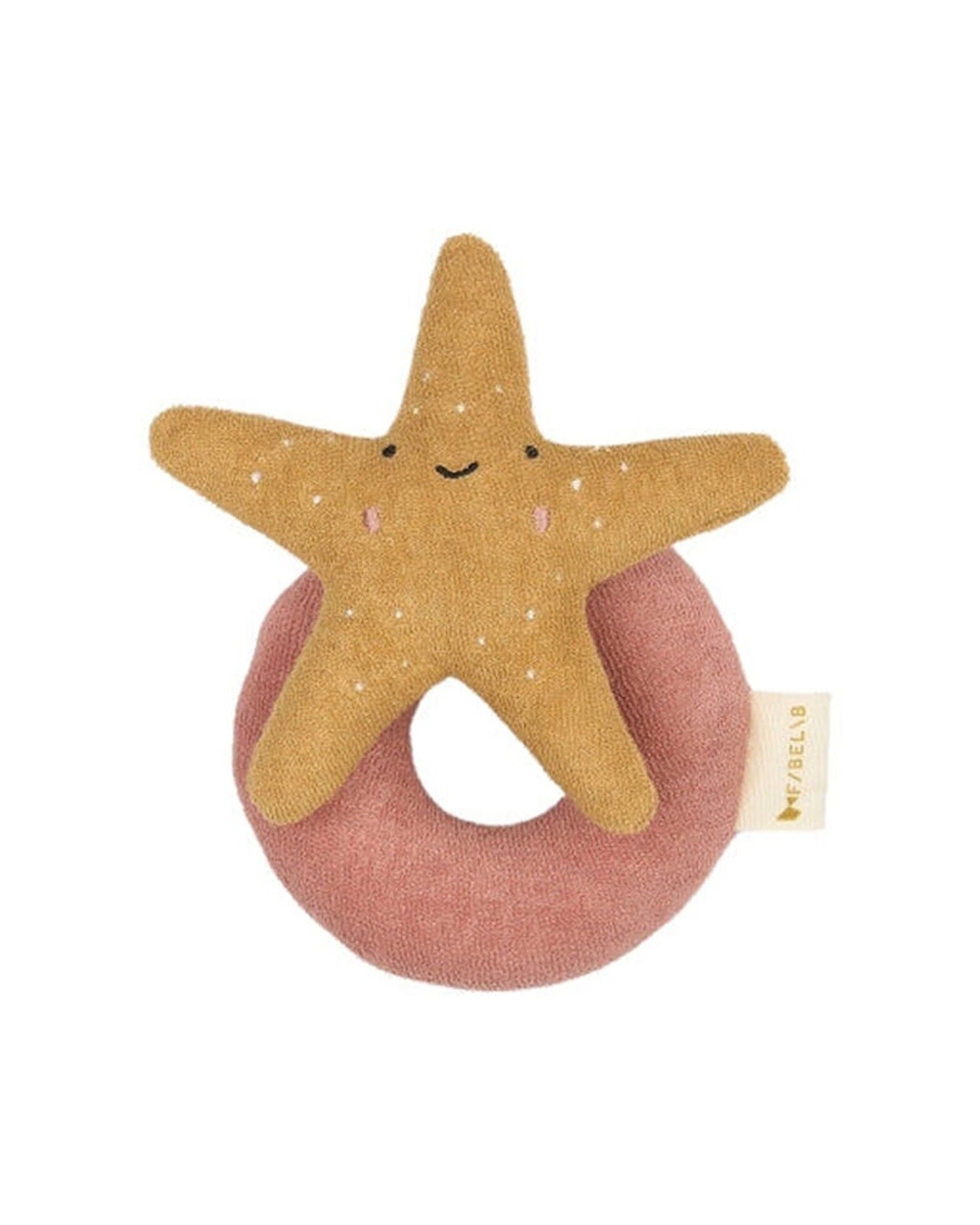 1 Fabelab Organic Cotton Baby Infant Starfish Rattle Ash Rose - Pink, 1 of 3