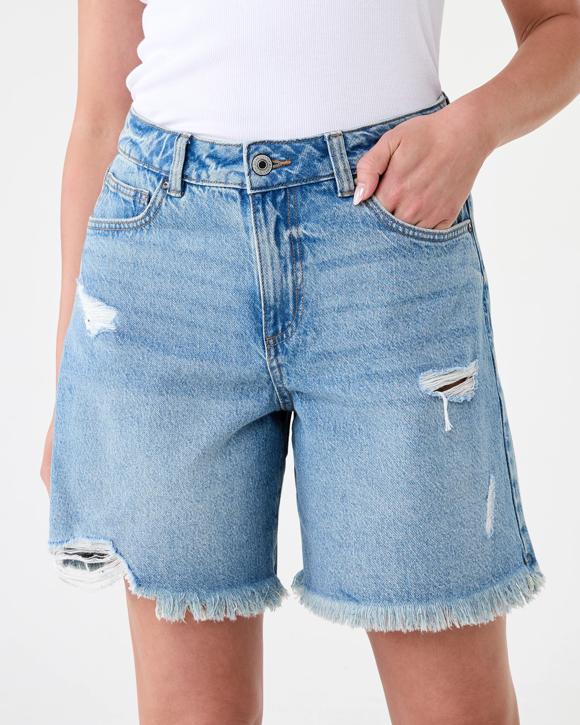 Distressed Denim Bermuda Shorts