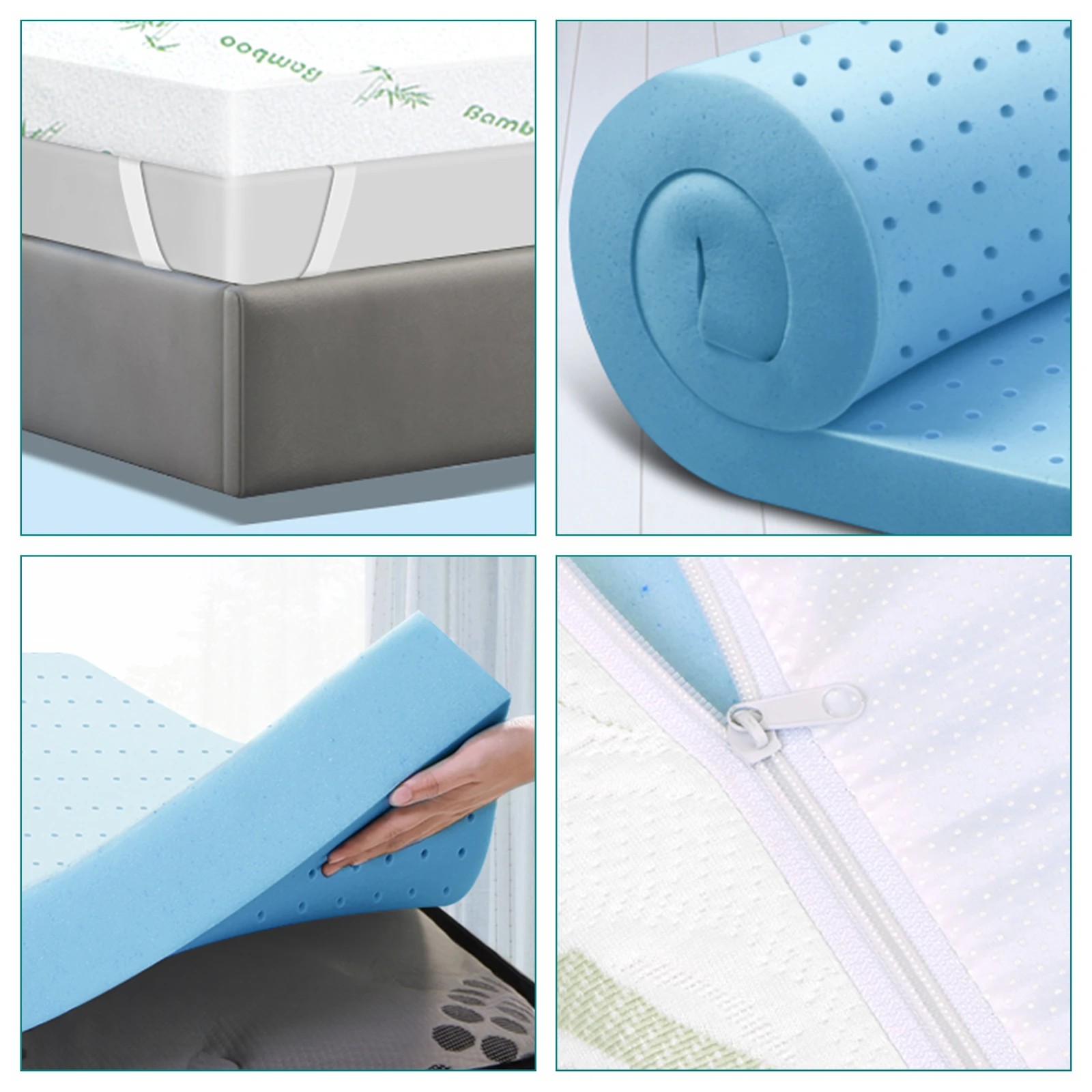 6 Starry Eucalypt Memory Foam Mattress Topper 5cm Ventilated Cool Gel - King Bed, 6 of 7