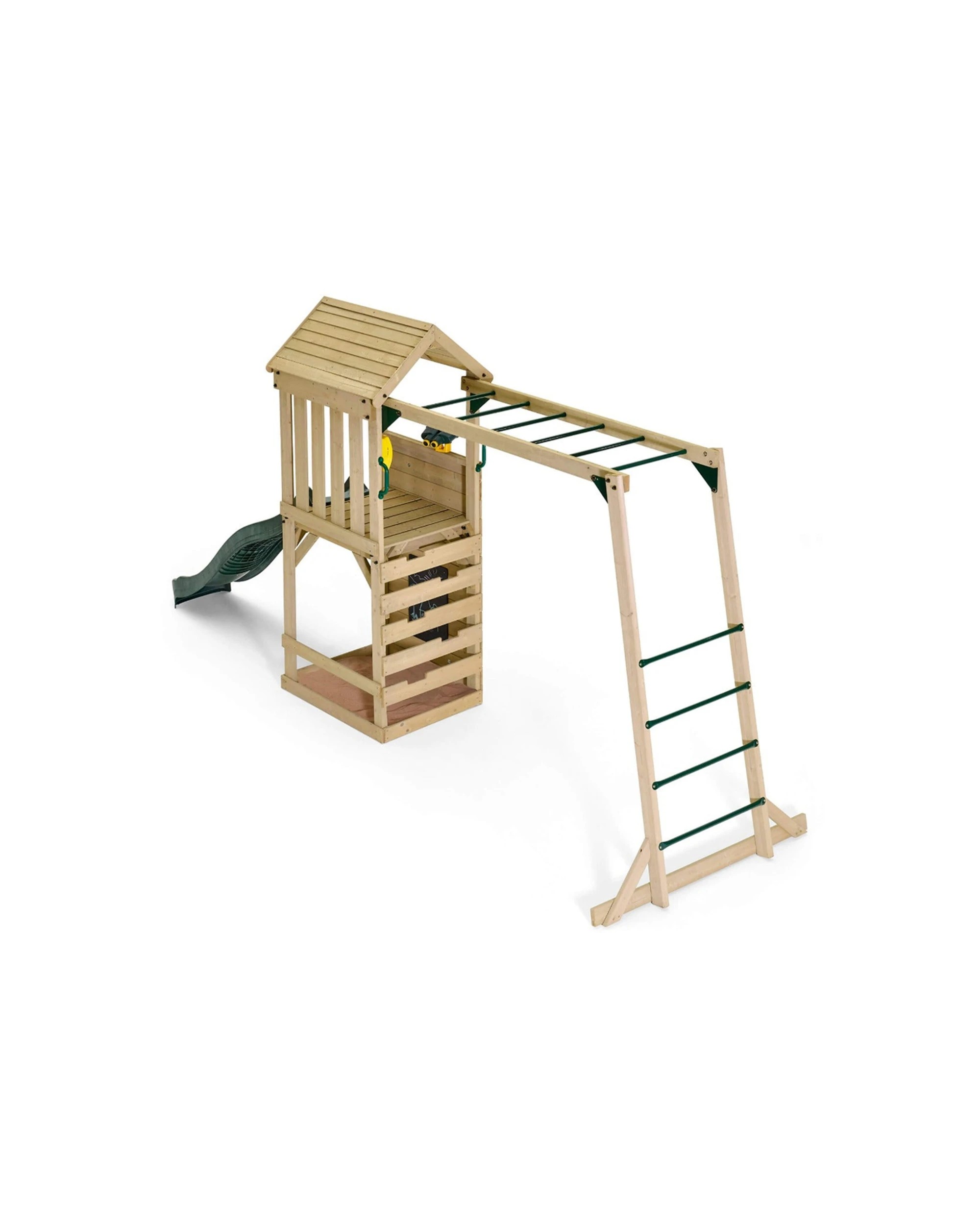 3 Plum Play Au Lookout Tower Playcentre Wooden Playset Monkey Bars Rock Wall - Green, 3 of 9