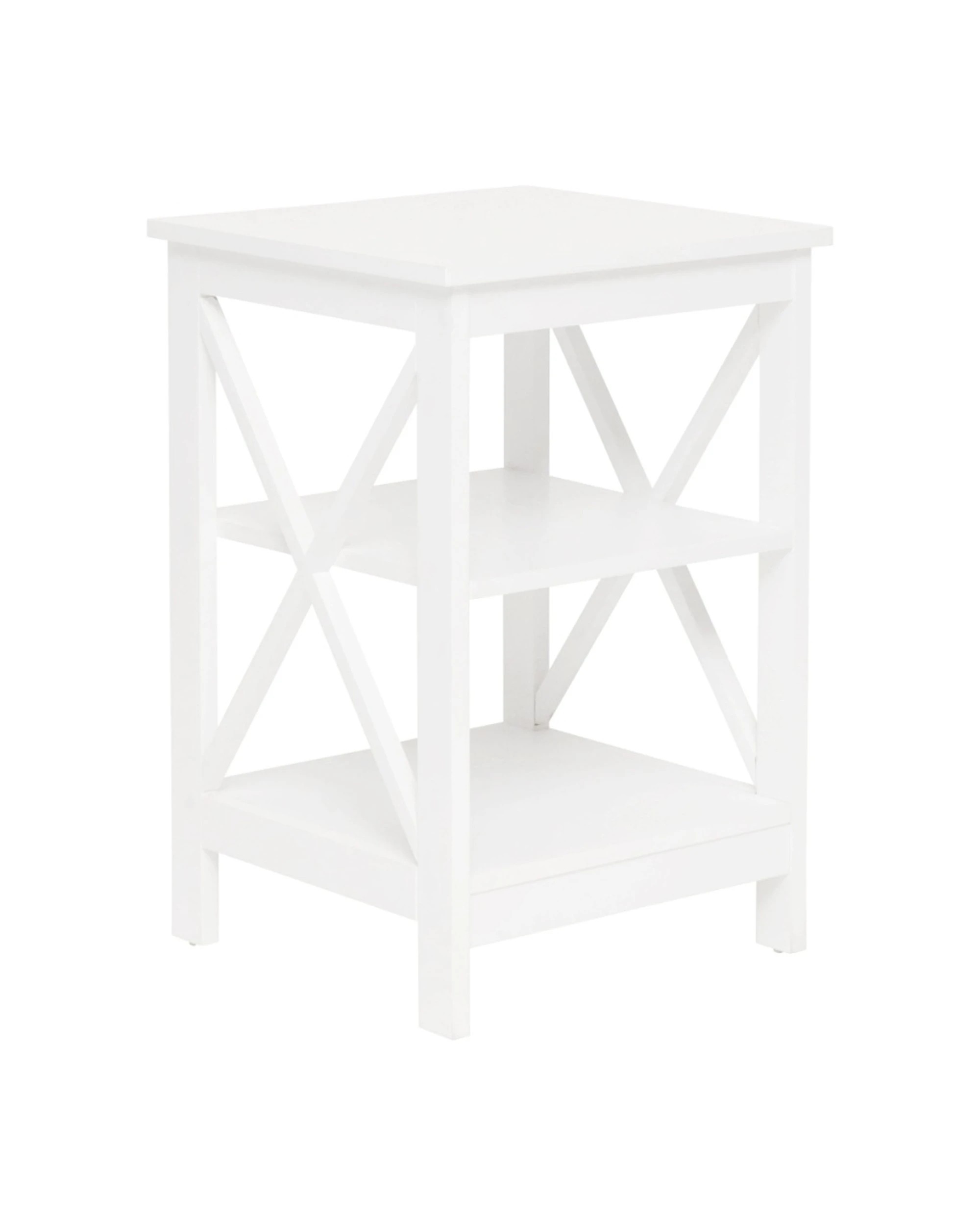 1 Alpine Bay Long Island 2 Shelf Side Table NC Painted Matte Finish Storage Unit - White, 1 of 4